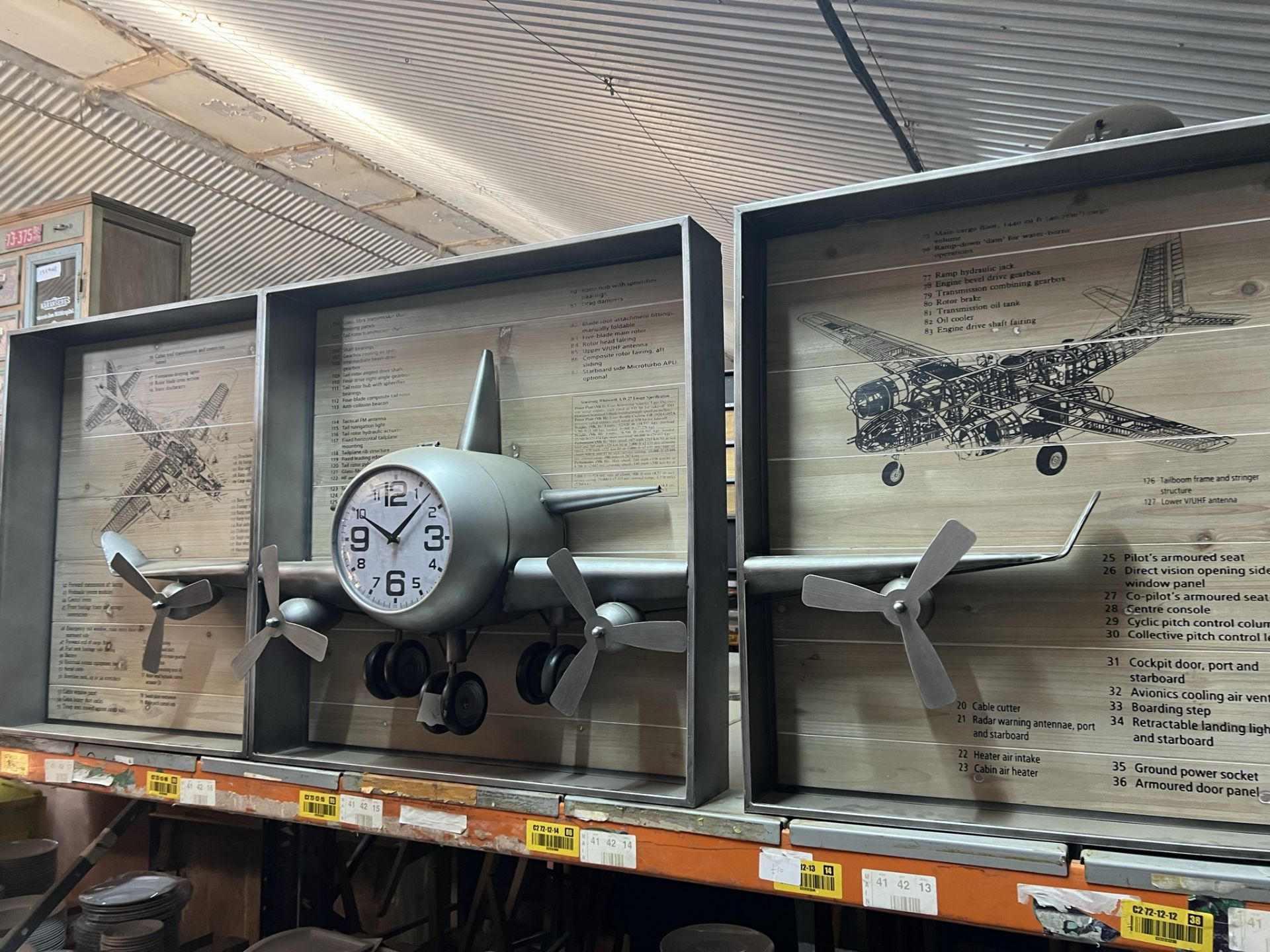 Wall Mounted Model in 3 section of a plane with a clock face