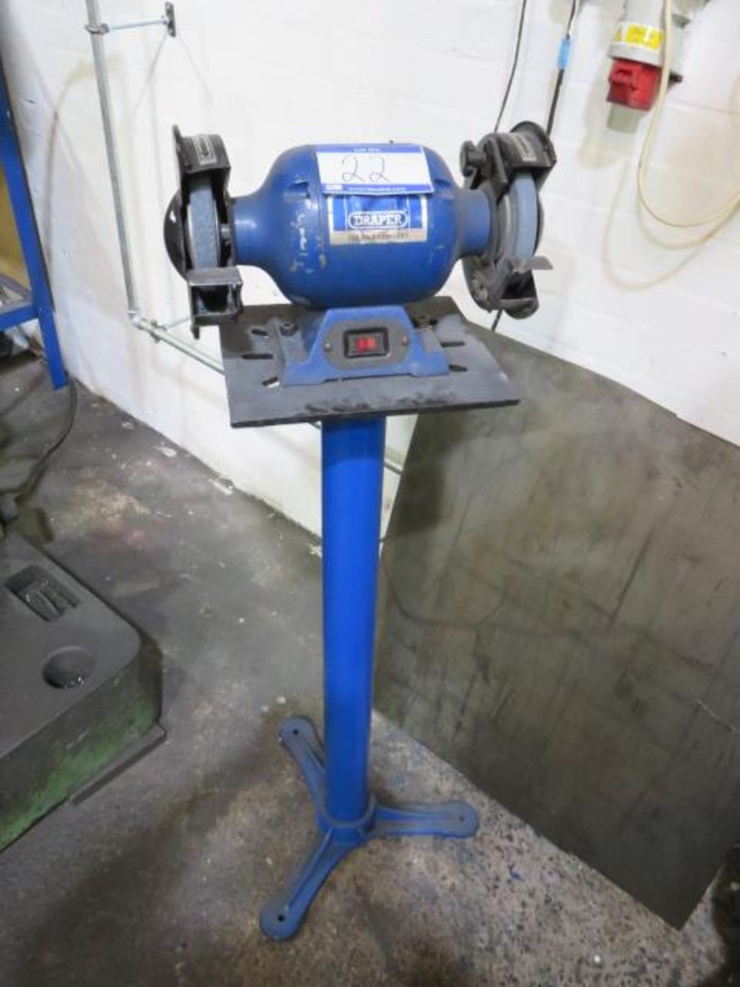 Draper Twin Ended Bench Grinder. Serial No. 99101590 on Pedestal Stand