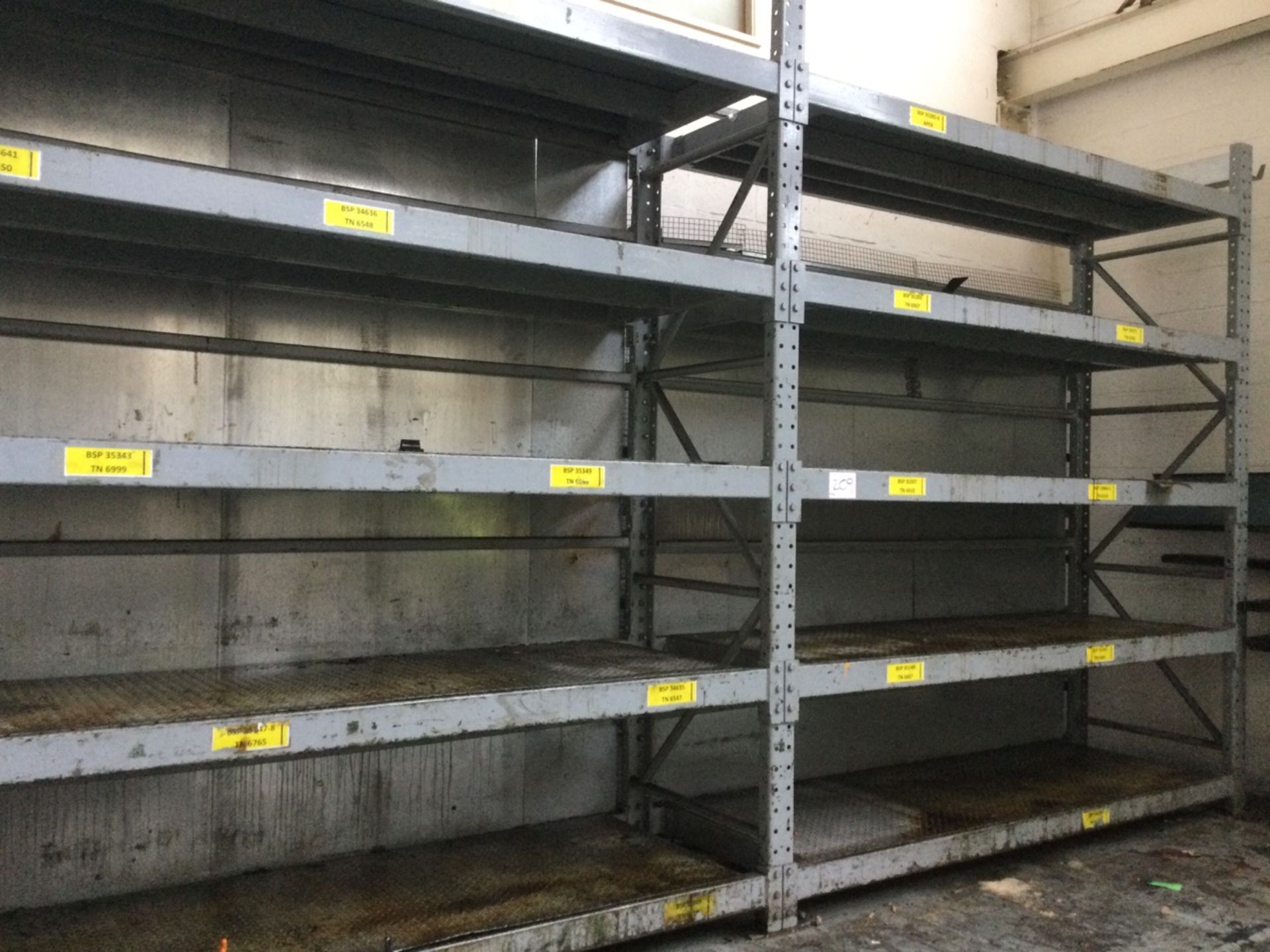 1, 2 Bays Of Heavy Duty Racking Comprising - 3 Upright Frames, Approx 3.5m - 10 Shelves