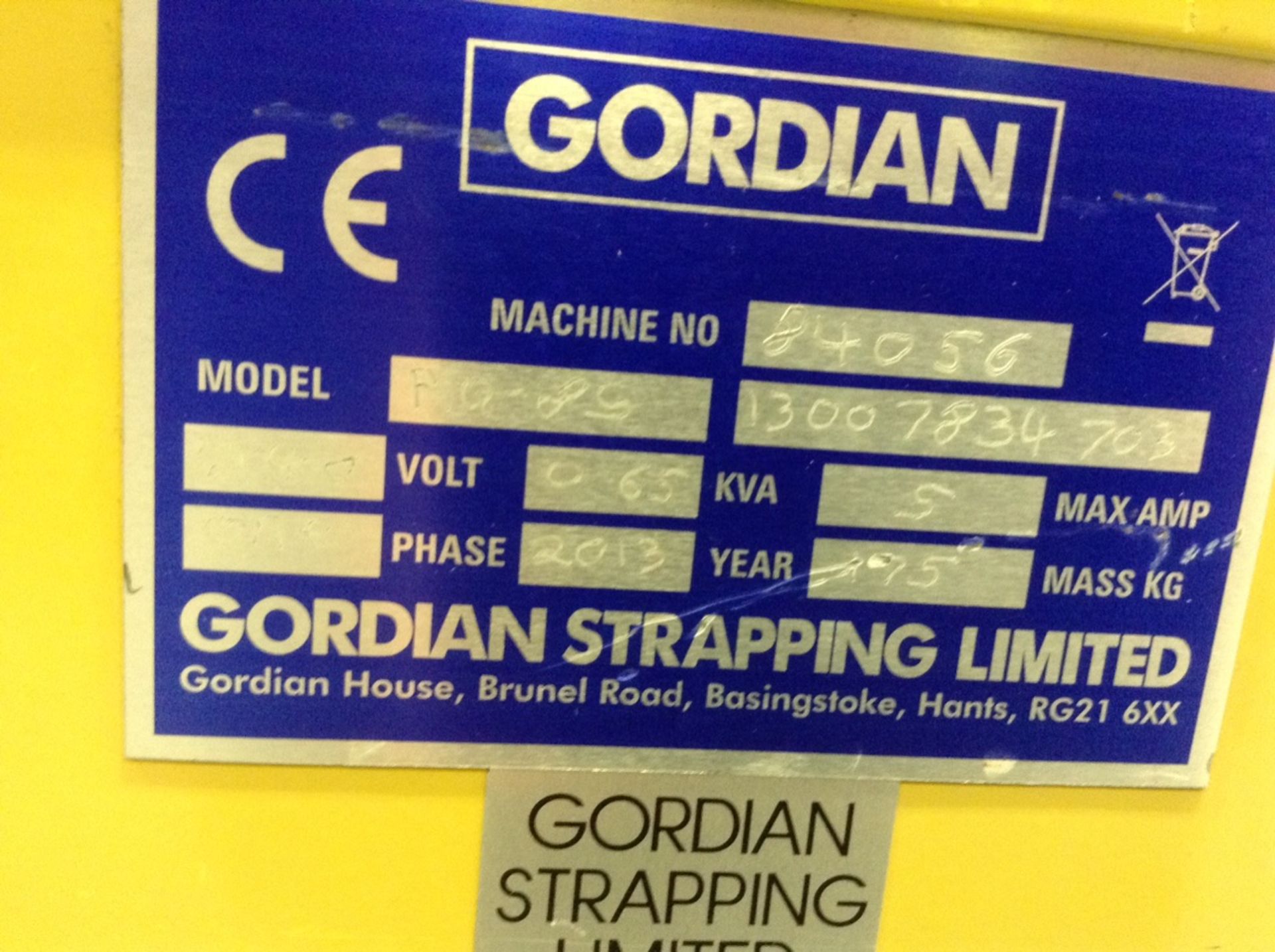 1 Gordian, RQ-85 Strapak, Package strapping machine , Serial Number: 84056, Year of Manufacture: 201 - Image 2 of 2