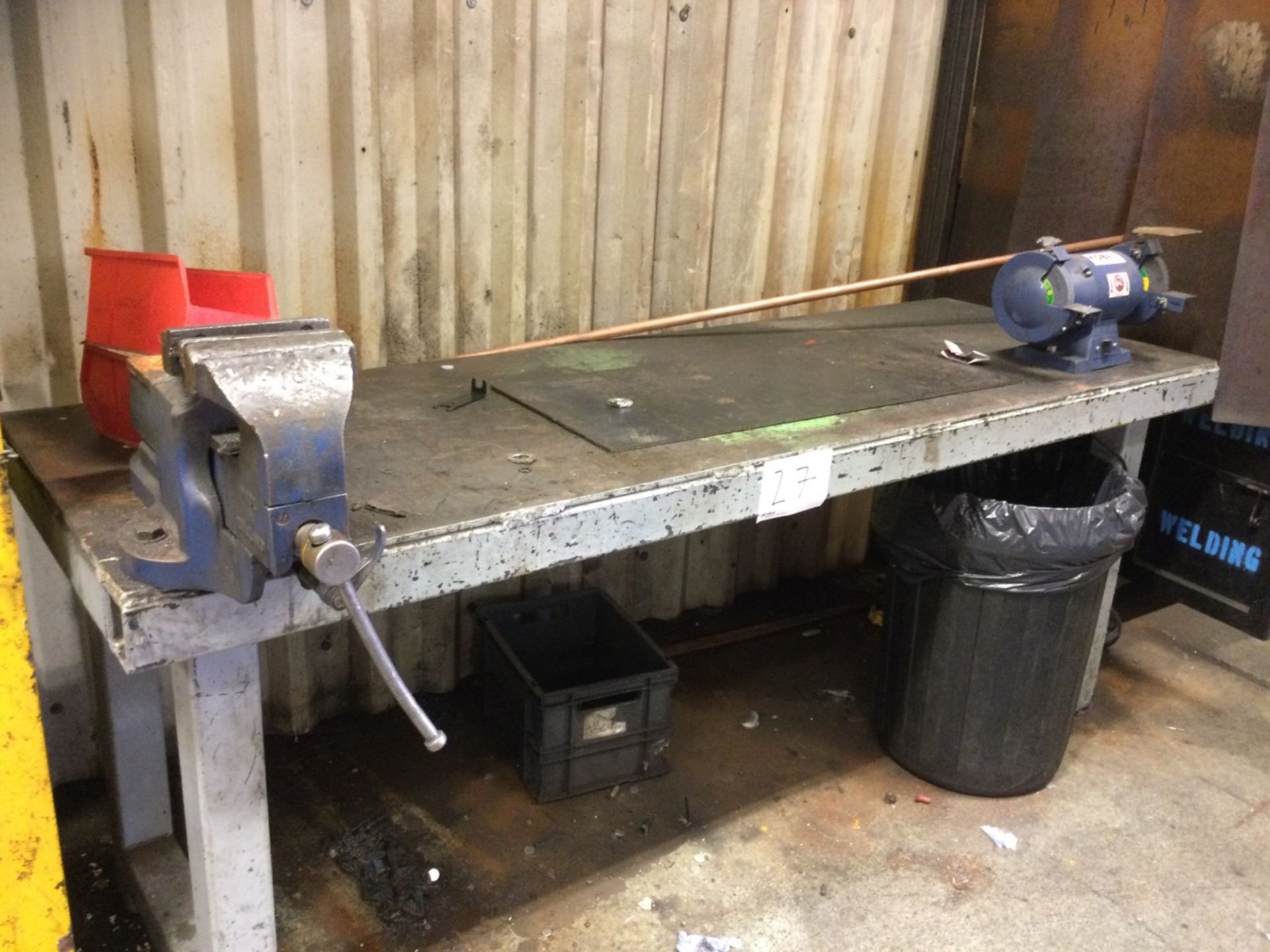 1, Steel Workbench with Record 25 quick release bench vice and a 240V Kobe GB180 double ended grinde - Image 2 of 2