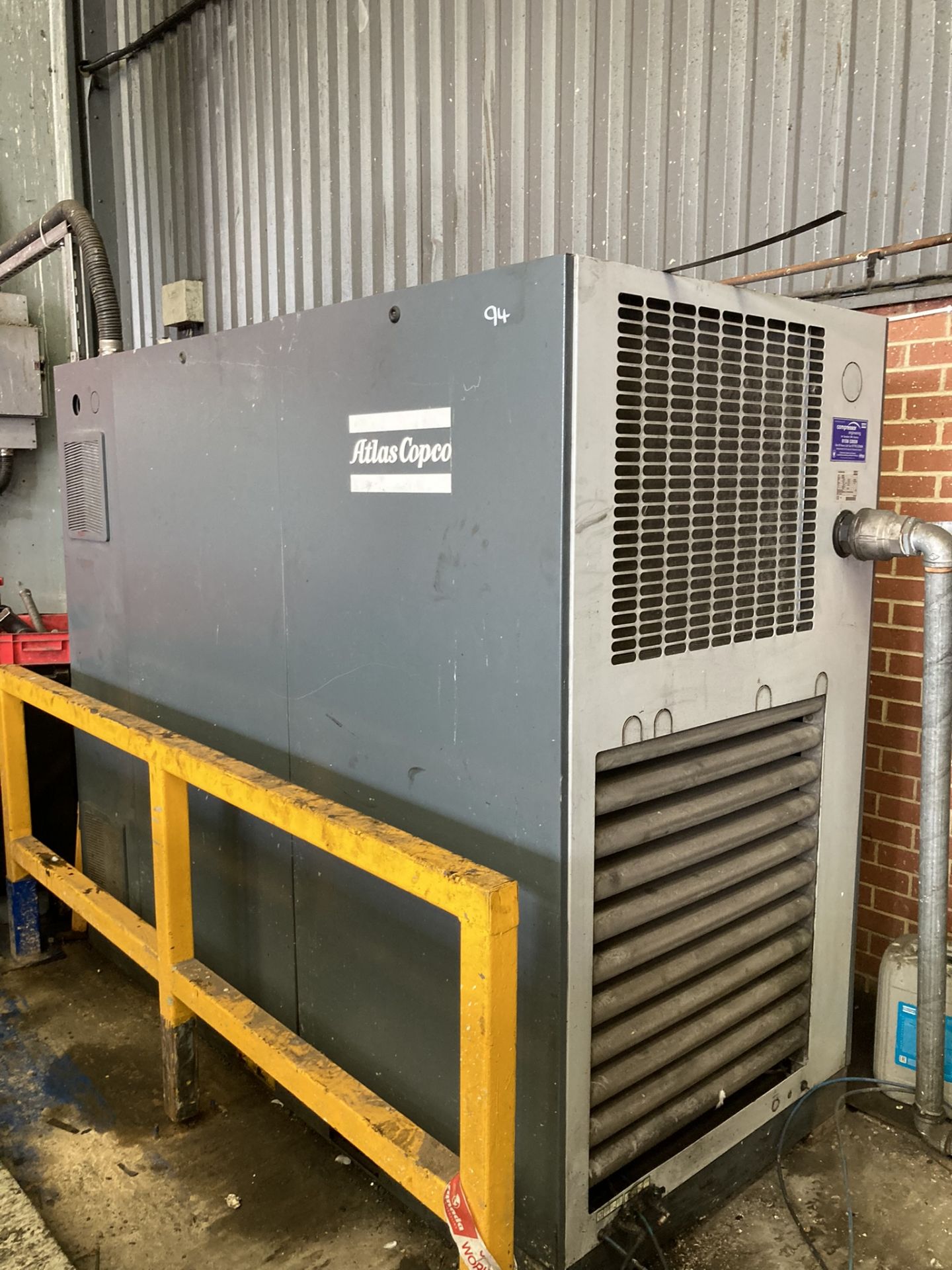 1 Atlas Copco, GA 90 VSD, Packaged Air compressor (Press Tool Storage Unit) , Serial Number: APl6602 - Image 2 of 3