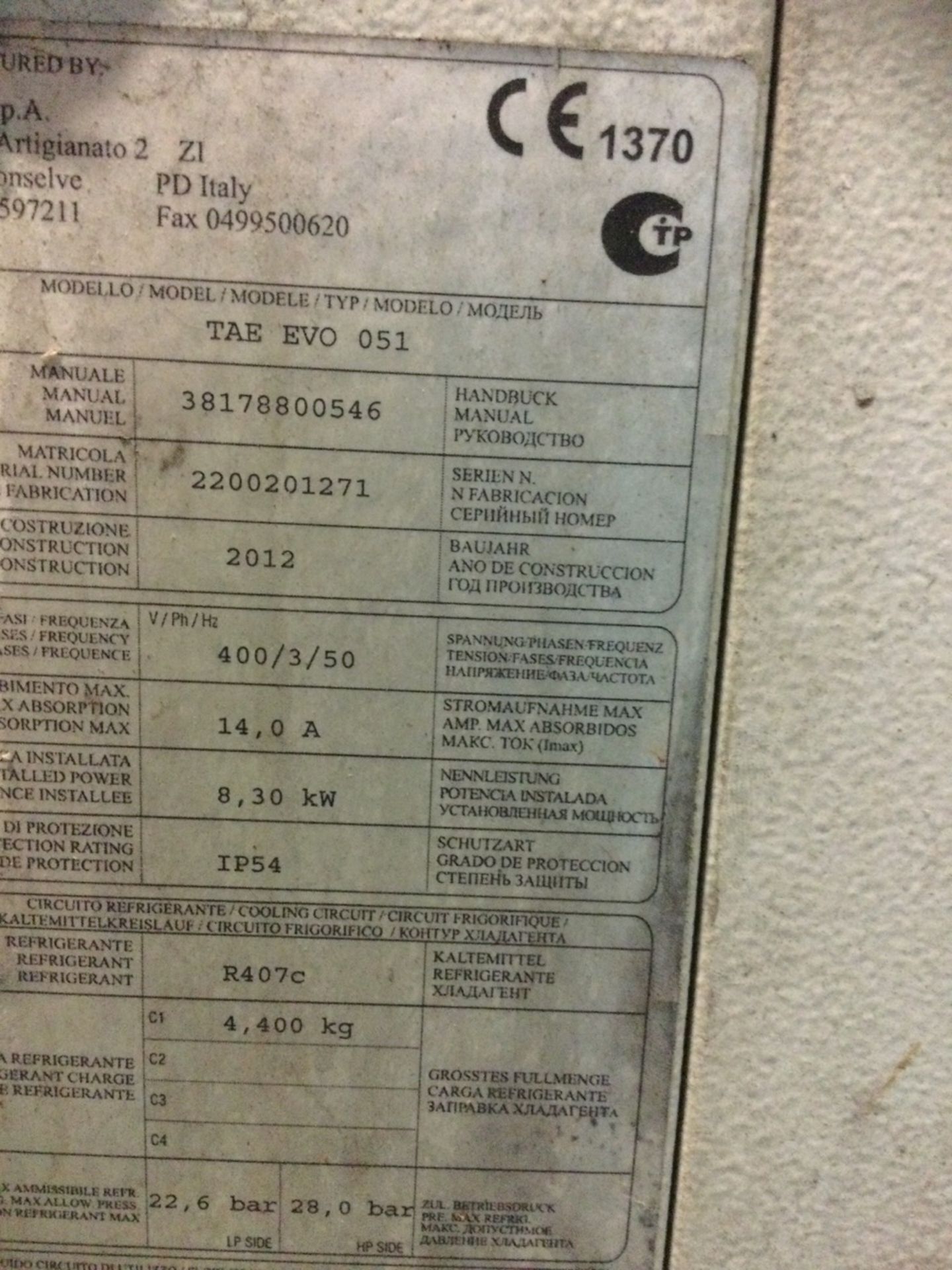 1 ICS, IC305, Water Packaged Water Chiller Unit, Disconnected, 8.3kw Rated, Serial Number: 220020127 - Image 2 of 2