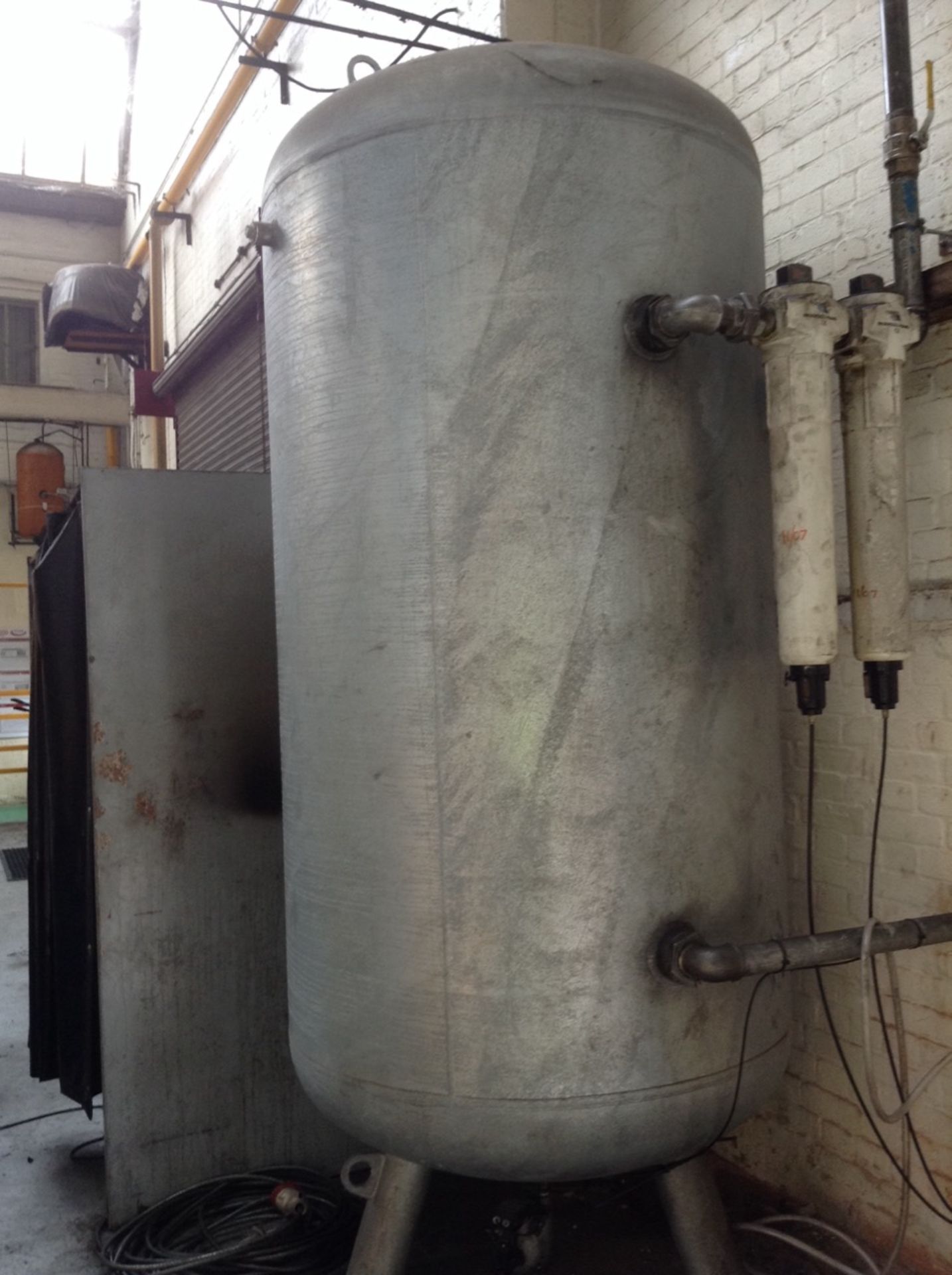 1 unknown , Galvanised welded mild steel air receiver tank with attached air filters