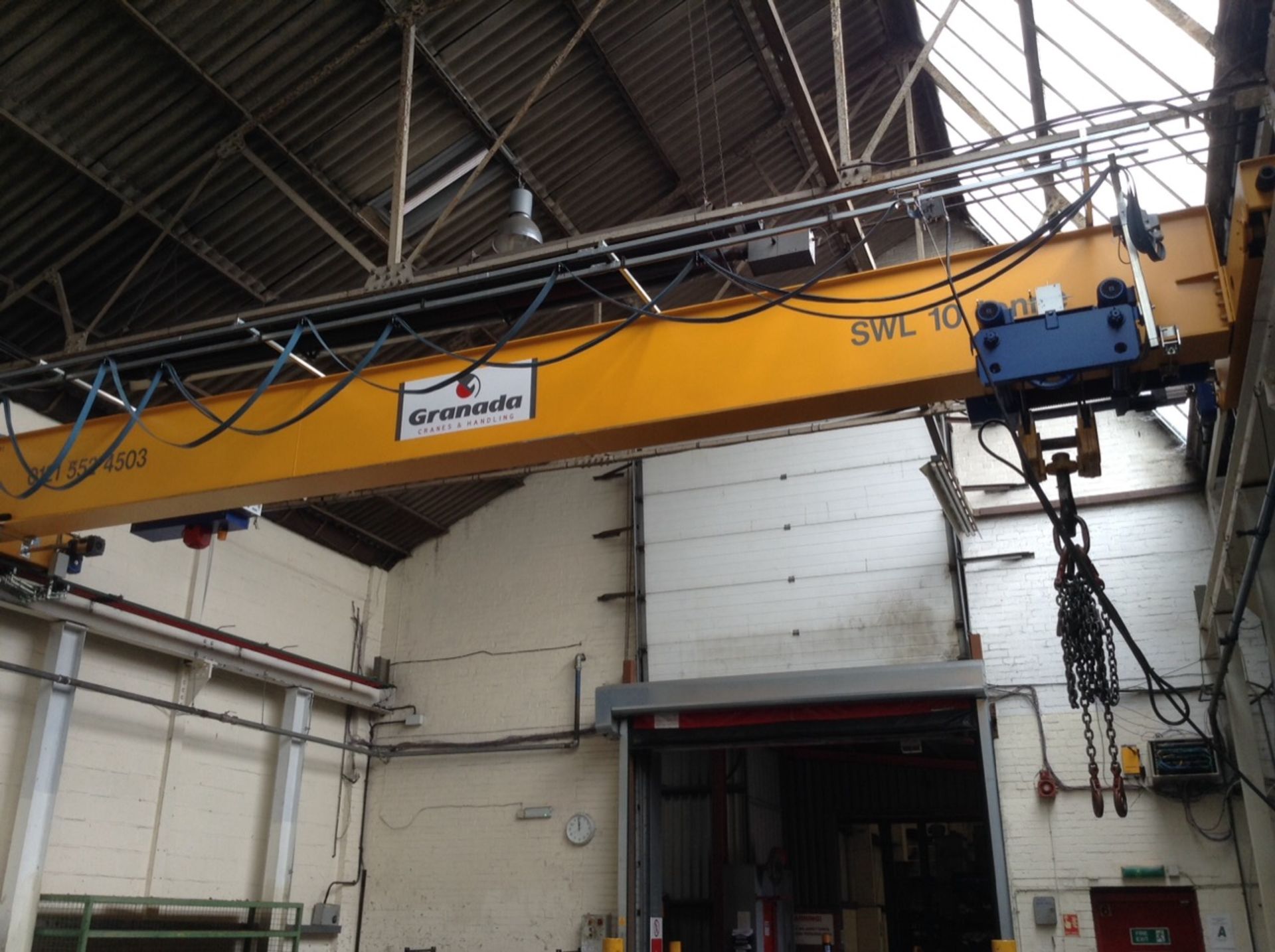 1 Granada, Single girder Overhead Electric Travelling crane with 10T hoist, pendant control, c.10m s