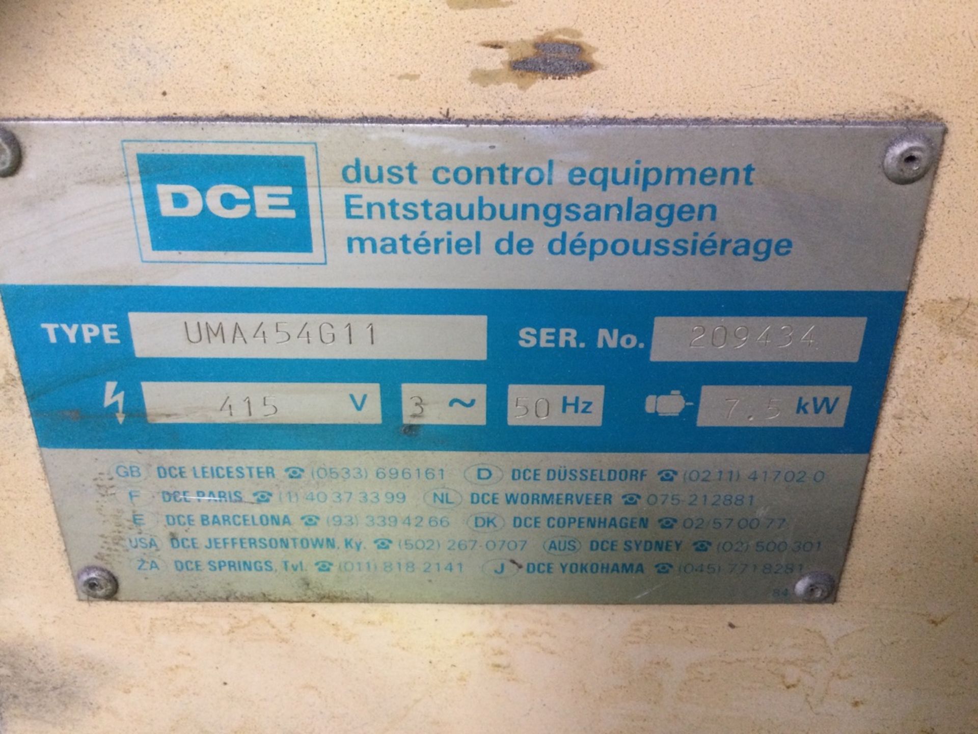 1 DCE Unimaster, UMA454/Gll , Twin bag dust extrac - Image 2 of 2