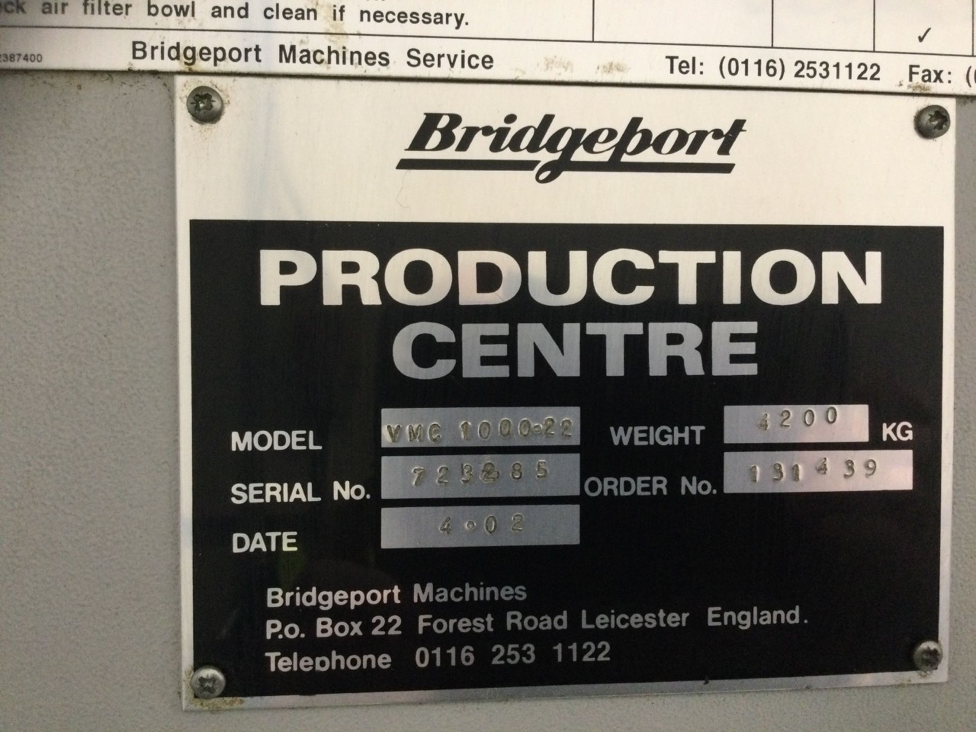1 Bridgeport Production Centre, VMC1000-22 , Verti - Image 4 of 4