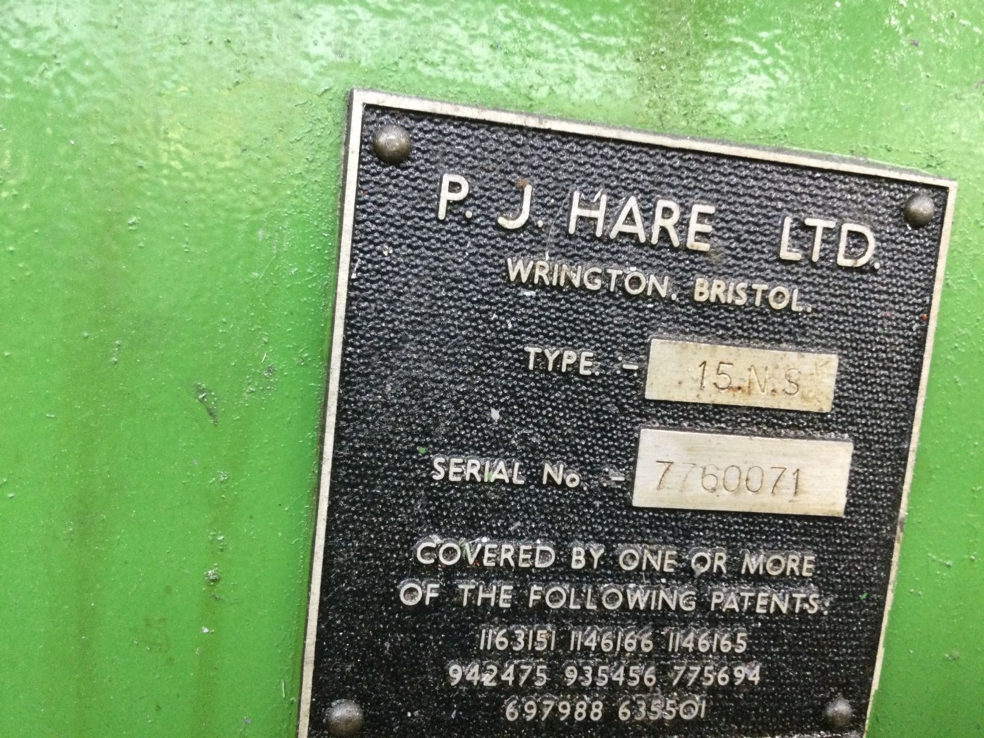1 PJ Hare, 15NS , 15 Ton rated C-Frame press, Seri - Image 3 of 3