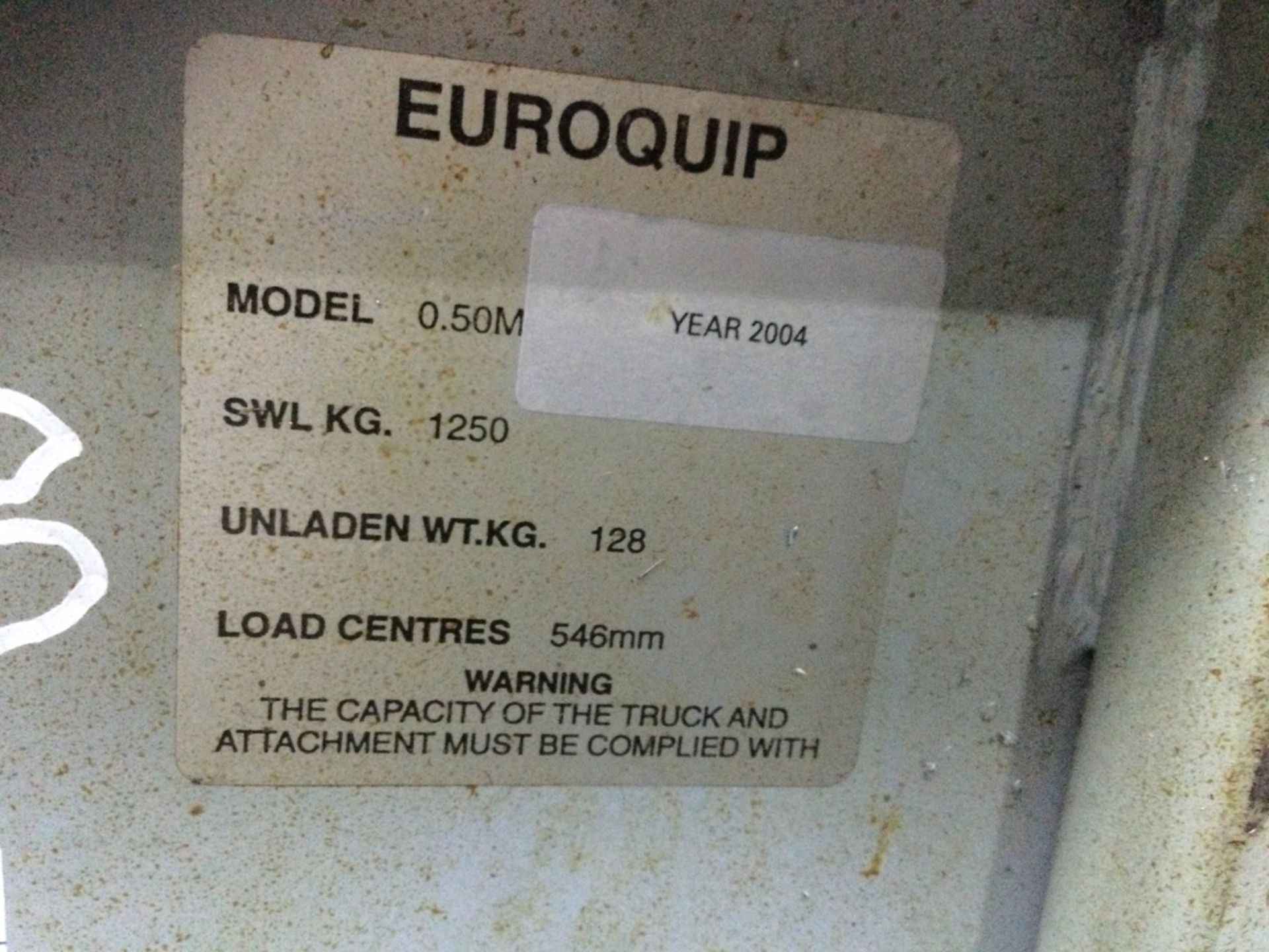 1 Euroquip, 0.50M, Medium Sized Fork Lift Tipping - Image 2 of 2