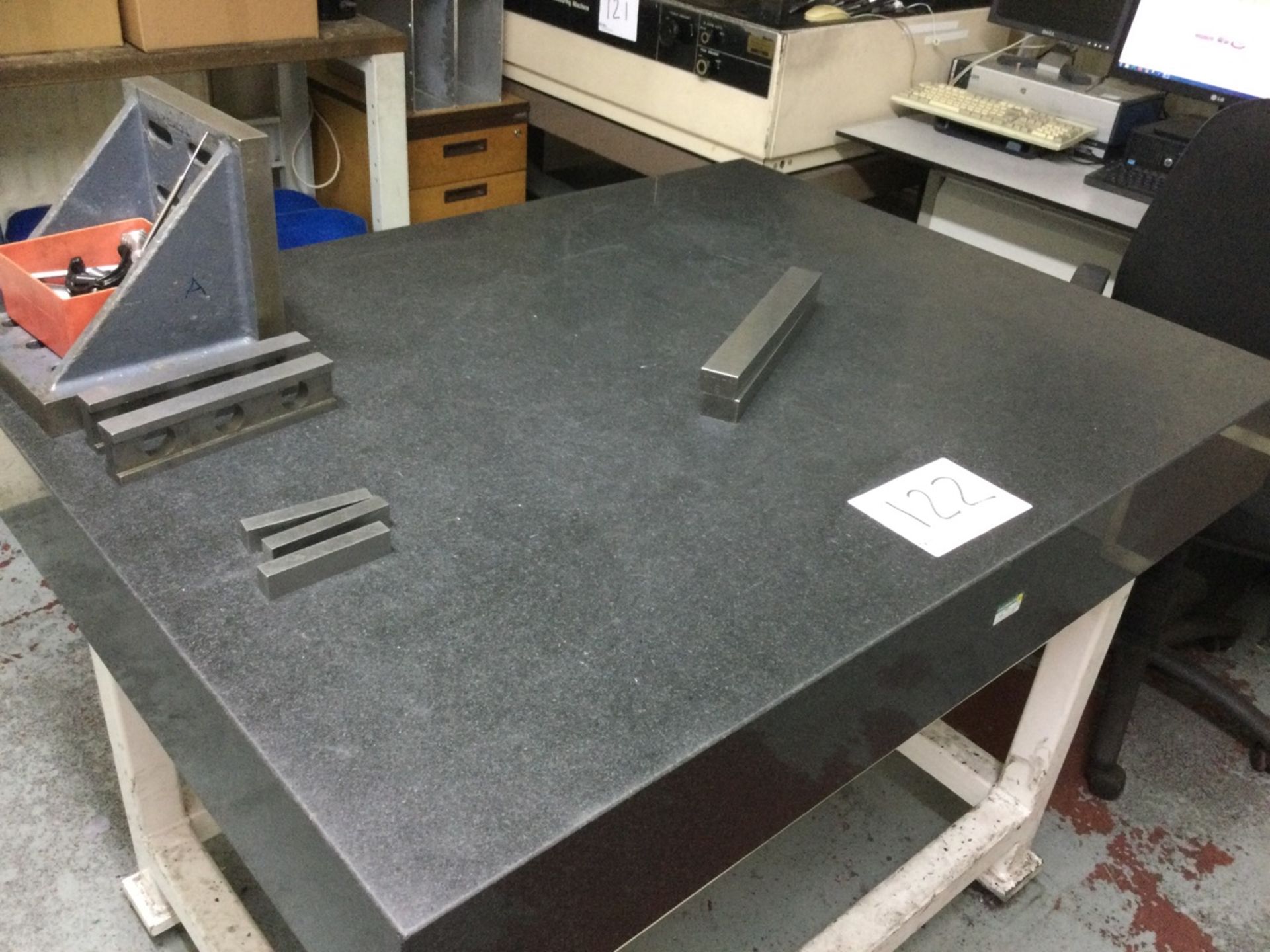 1, Granite table approx. 120 x 90 x 15cm, on a fab
