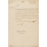 LOUIS XVI, King of France. Partly printed document signed ("Louis"), 29 September 1791. Countersigne