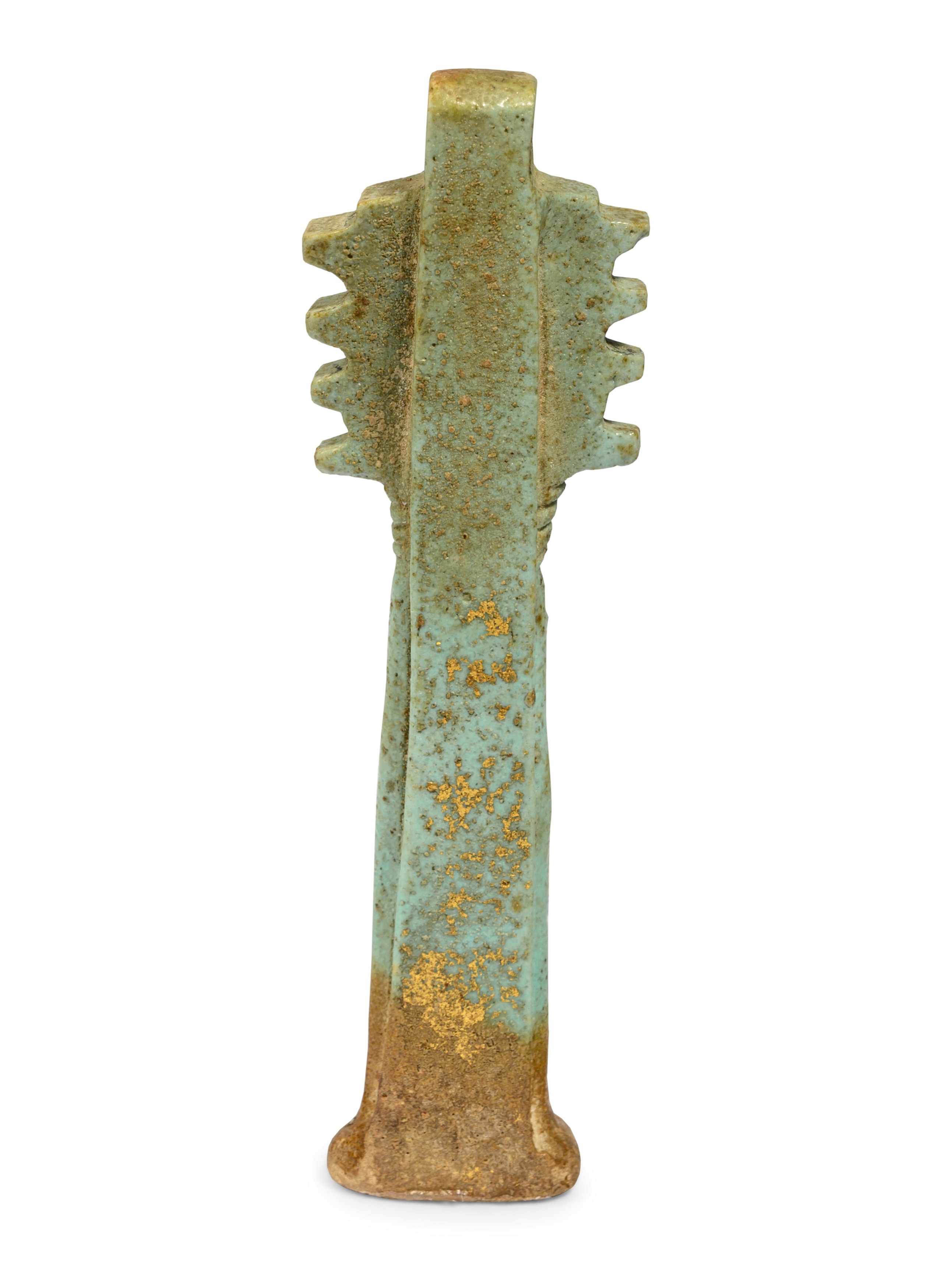 An Egyptian Faience Djed Pillar Height 3 3/4 inches (9.4 cm). - Image 3 of 4