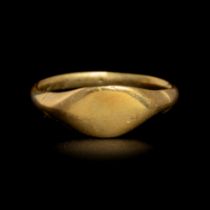 A Roman Gold Finger Ring Ring size 7 3/4; Diameter 3/4 inch (2 cm).