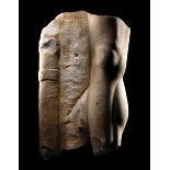 A Roman Marble Right Leg from a Statue Height 10 1/2 inches (27 cm).