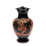 An Attic Black-Figured Trefoil Oinochoe Height 9 1/8 inches (23.1 cm).