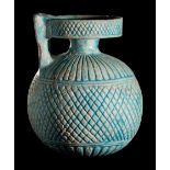 A Large Rhodian Faience Aryballos Height 4 1/16 inches (10.9 cm).
