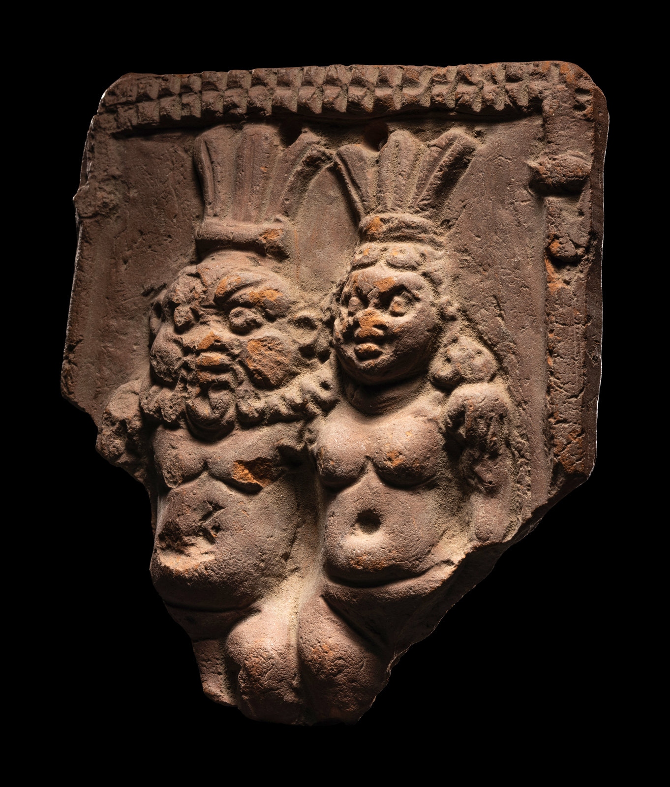 A Romano-Egyptian Terracotta Plaque of Bes and Bessette Height 5 inches (12.7 cm). - Image 2 of 4