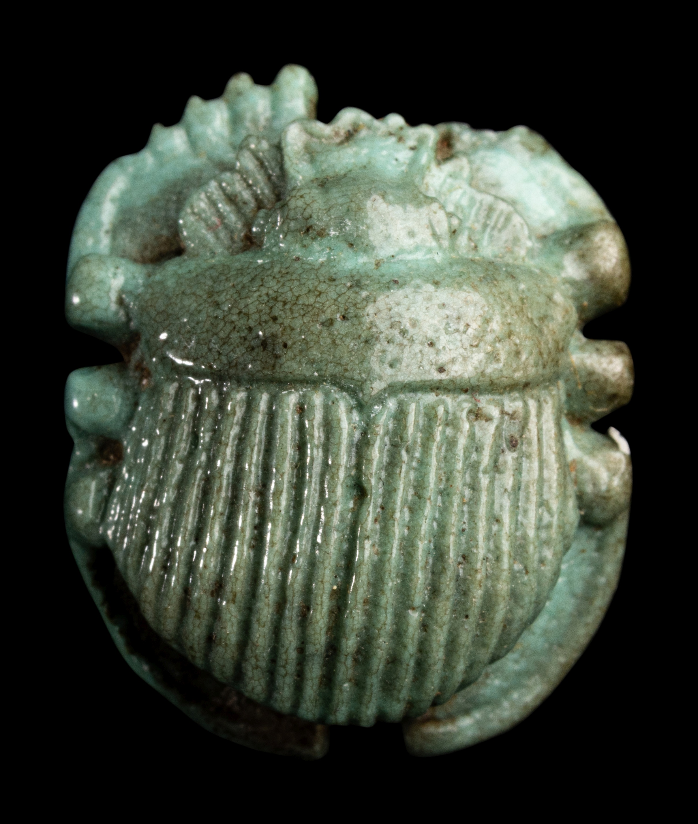 An Egyptian Faience Scarab Length 1 inch (3 cm). - Image 2 of 12