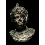 A Roman Bronze Weight in the Form of a Boy Height 3 3/4 inches (10 cm).