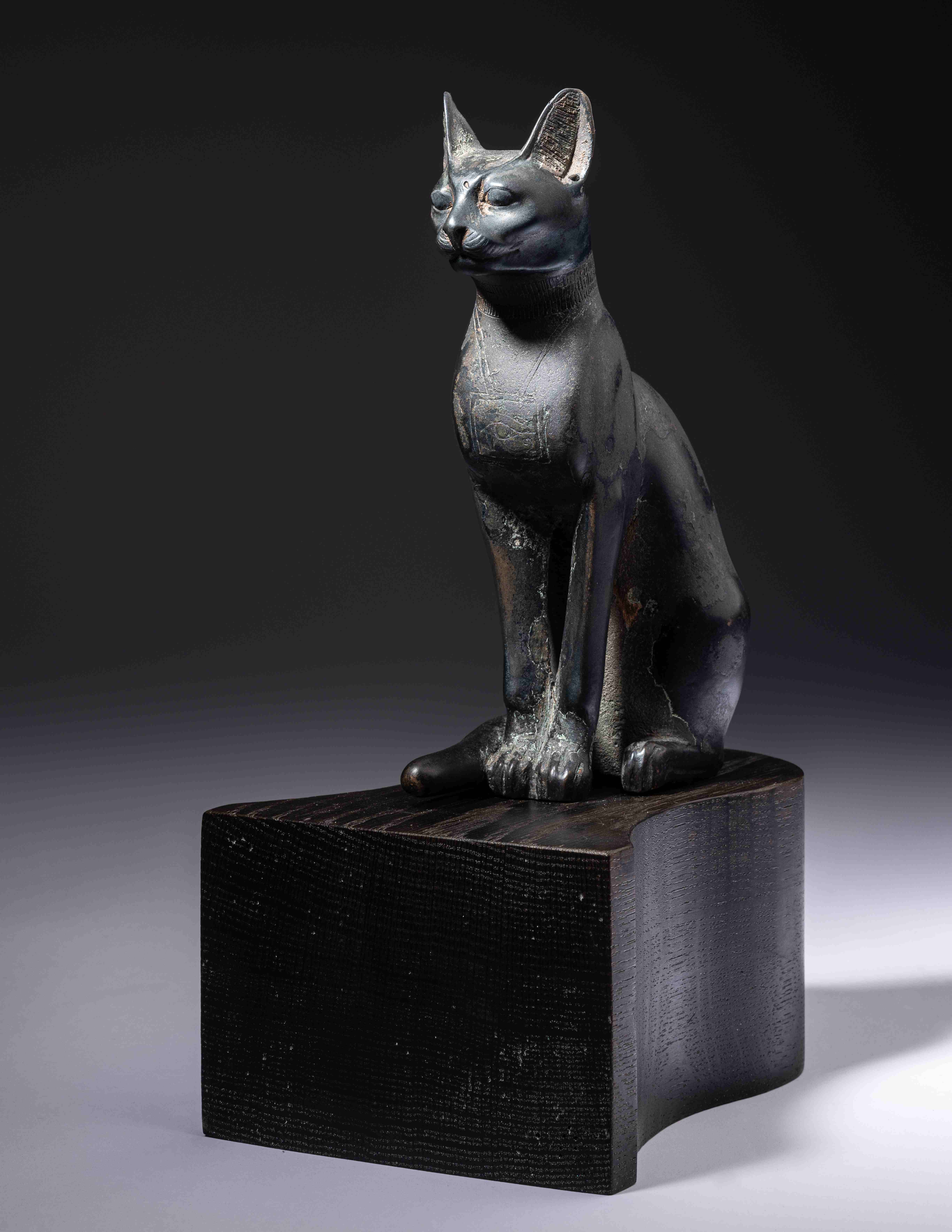 An Egyptian Bronze Cat Height 7 1/2 inches (19 cm). - Image 8 of 10