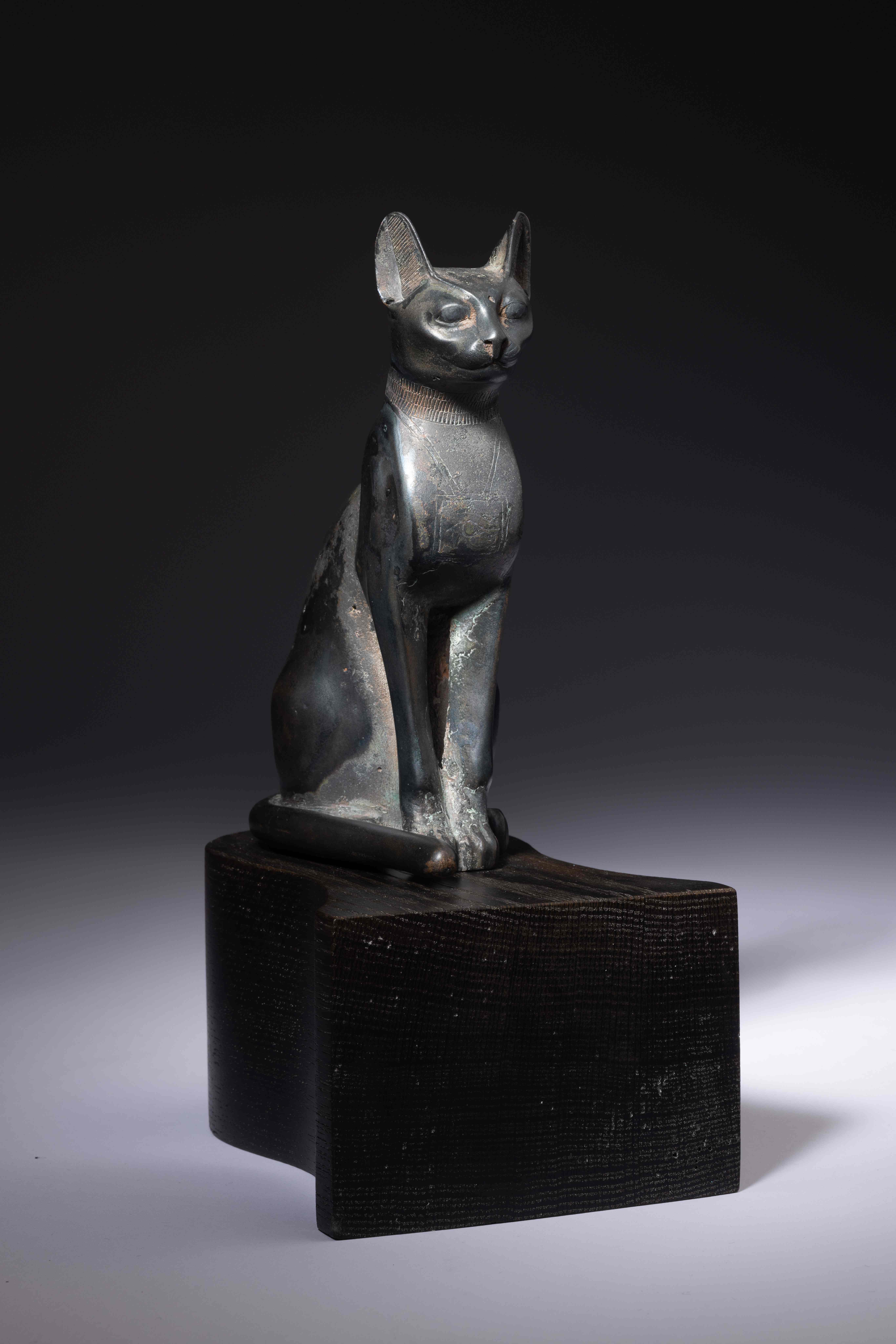 An Egyptian Bronze Cat Height 7 1/2 inches (19 cm). - Image 9 of 10