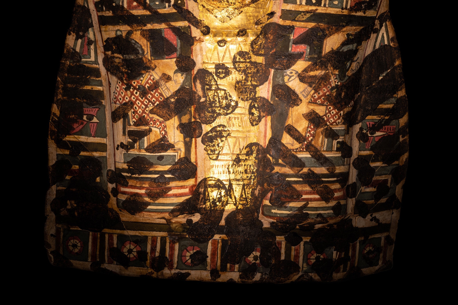 An Egyptian Gilt Cartonnage Mummy Mask Height 18 1/2 inches (47 cm). - Image 10 of 11