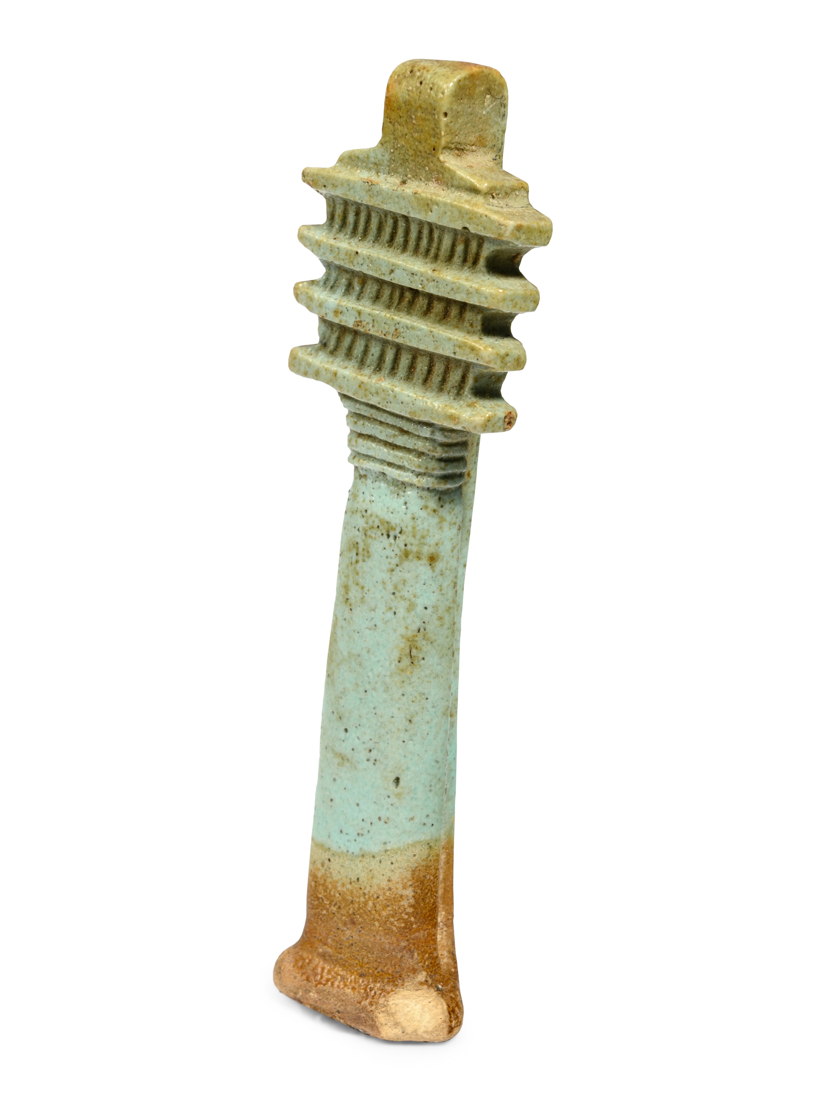 An Egyptian Faience Djed Pillar Height 3 3/4 inches (9.4 cm). - Image 2 of 4