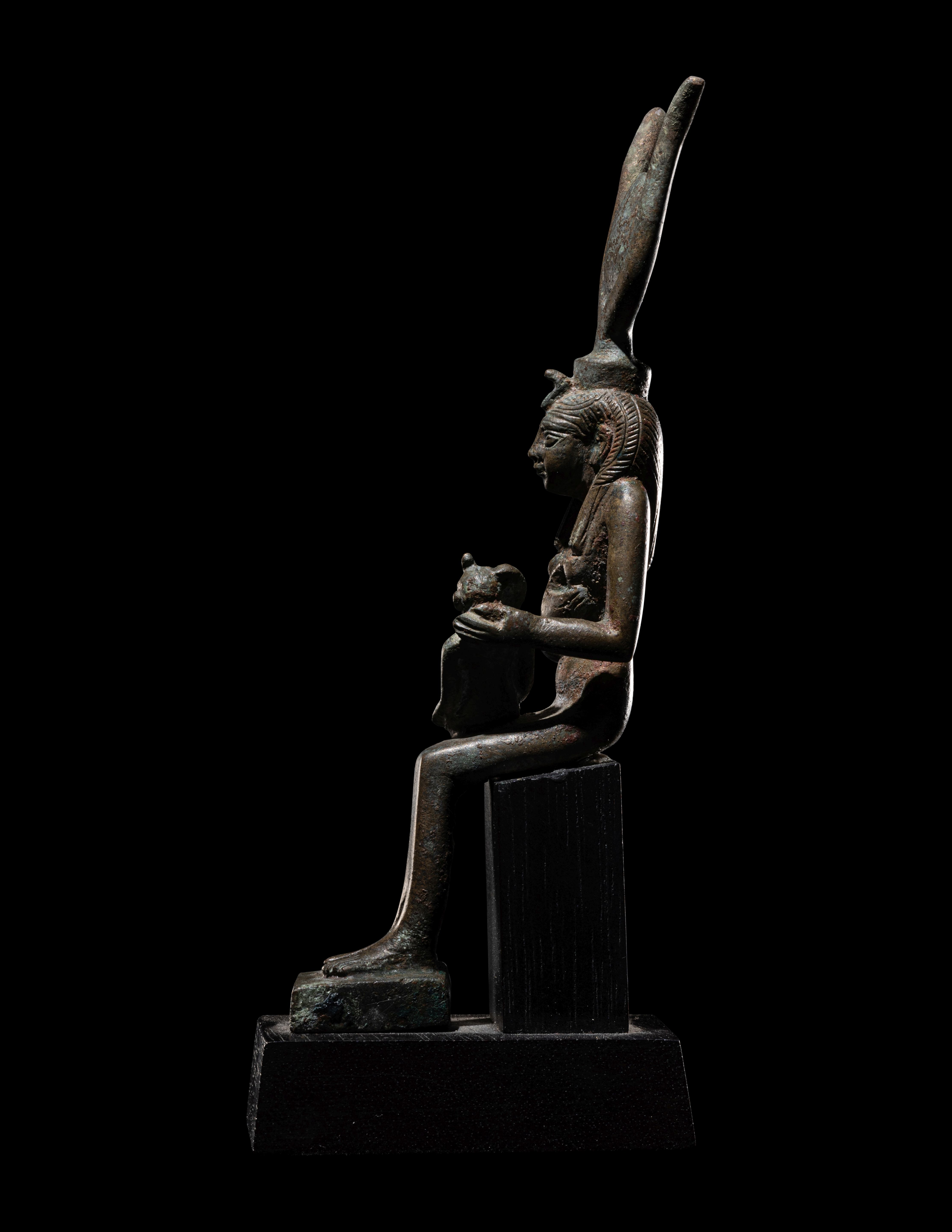 An Egyptian Bronze Isis and Horus  Height 6 1/4 inches (16 cm). - Image 5 of 6