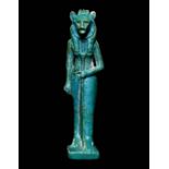 An Egyptian Faience Sekhmet Height 3 11/16 inches (9.1 cm).