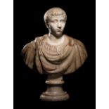 A Roman Marble Portrait Head of a Youth Height 16 1/4 inches (41.2 cm).