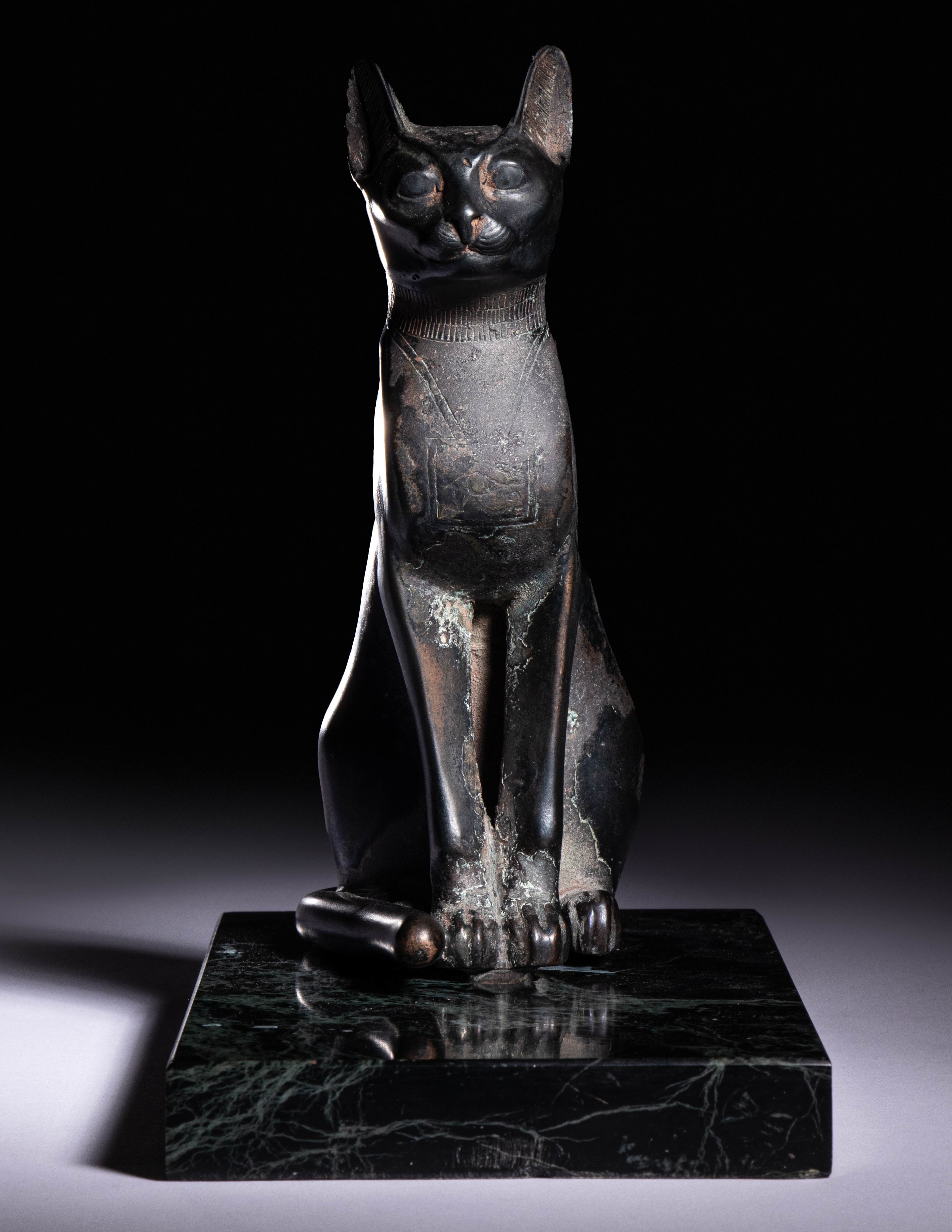 An Egyptian Bronze Cat Height 7 1/2 inches (19 cm). - Image 10 of 10