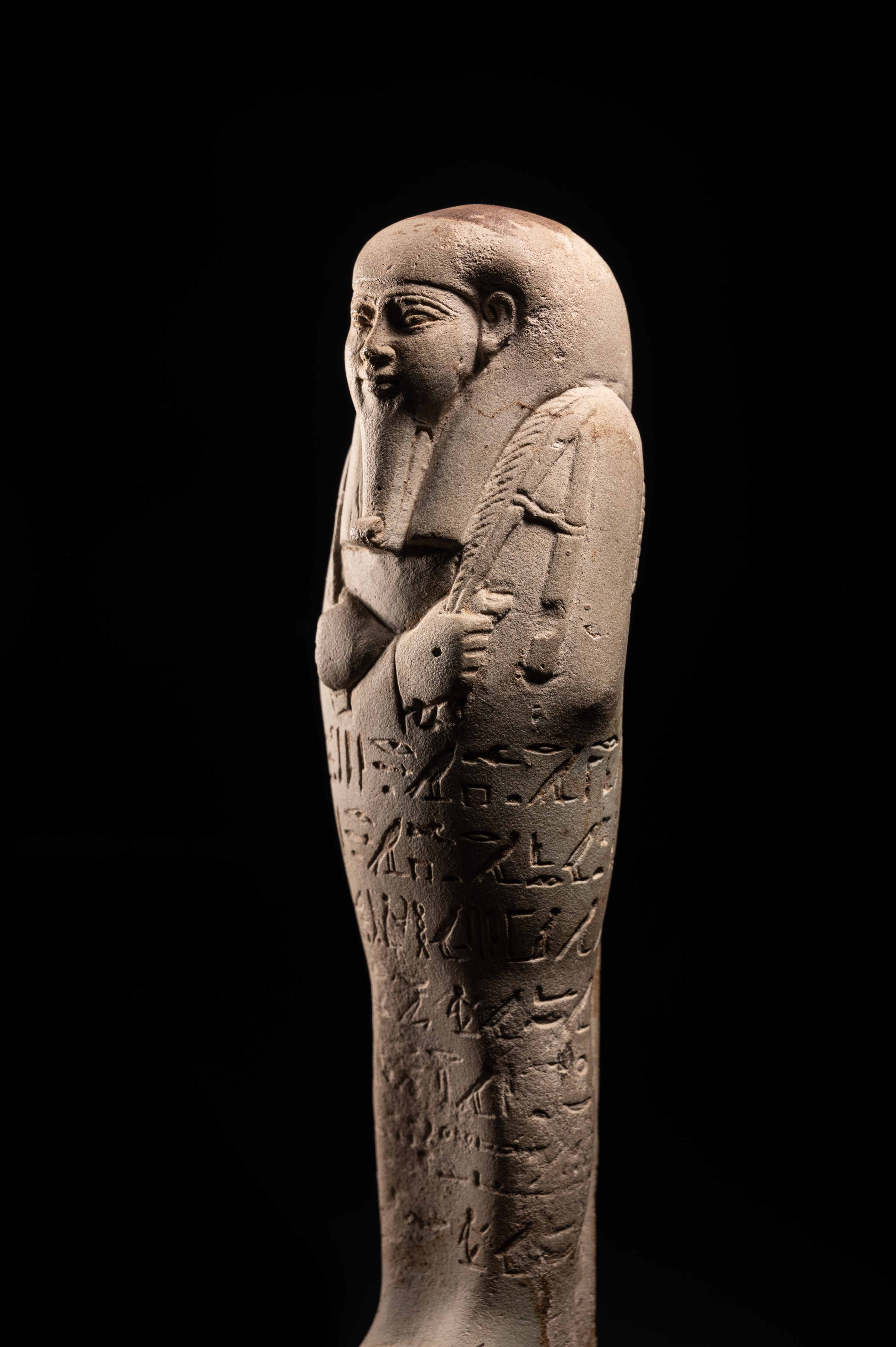 An Egyptian Faience Ushabti for Horiraa Height 7 inches (17.8 cm). - Image 12 of 24