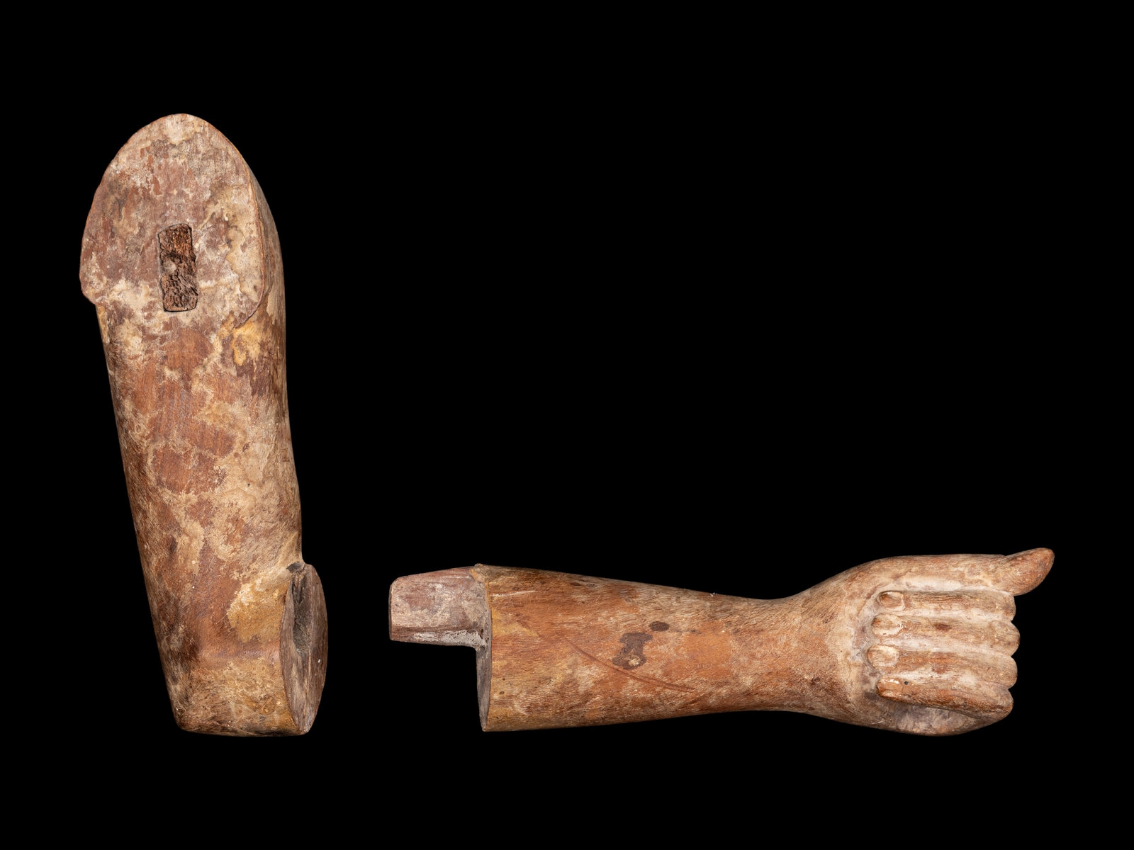 Two Egyptian Wood Arms Length of longest 10 5/16 inches (26.2 cm). - Image 5 of 5