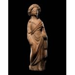 A Greek Terracotta Standing Draped Female Height 5 1/2 inches (14 cm).