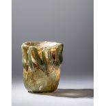 A Roman Green Glass Jar Height 3 1/4 inches (8.1 cm).