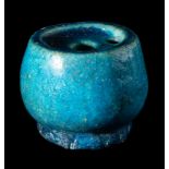 A Romano-Egyptian Faience Inkwell Diameter 2 1/2 inches (7 cm).