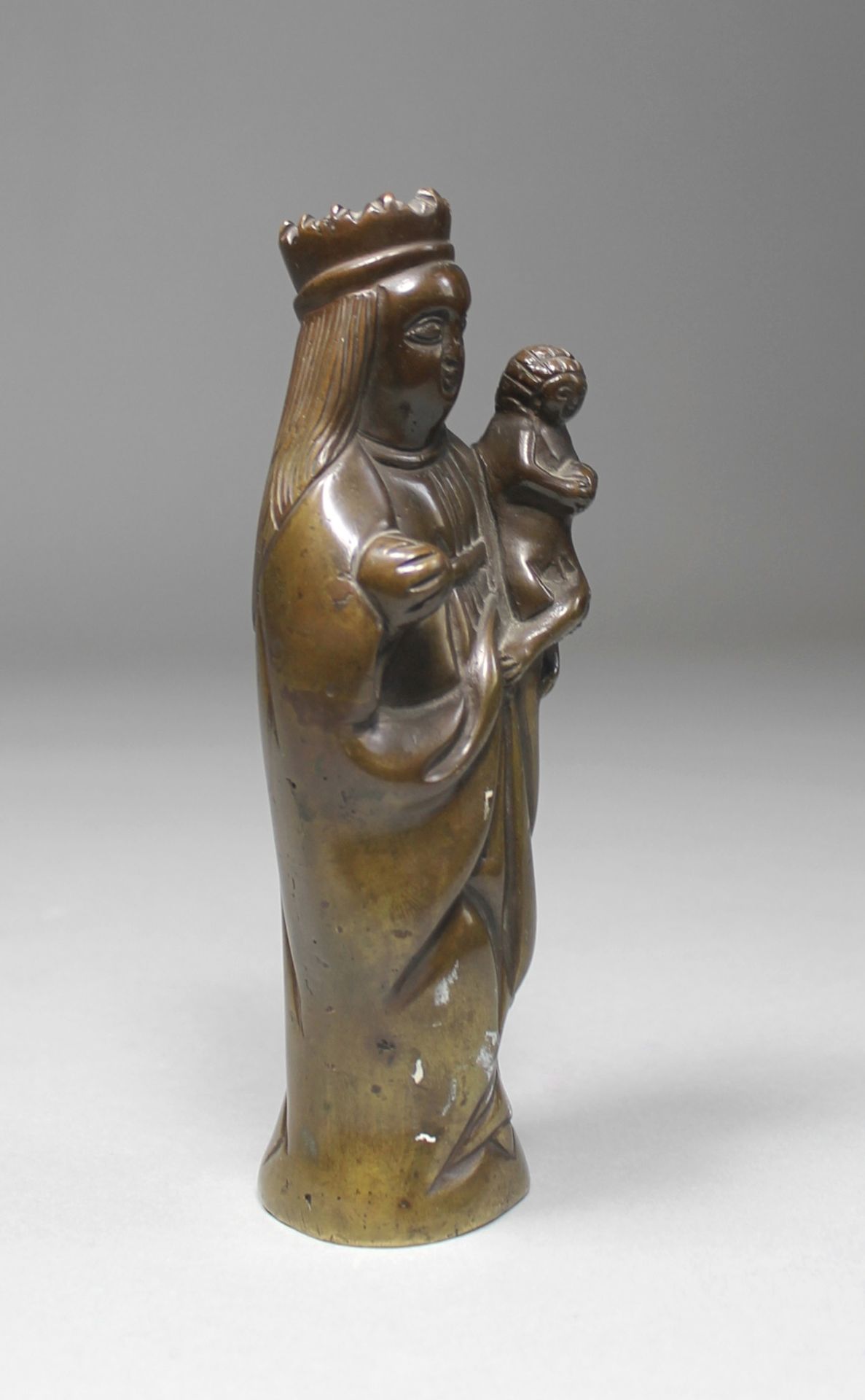 1 kleine Skulptur Bronze "Maria mit Jesus", H ca. 17cm, schwere Ausführung, - Bild 2 aus 4