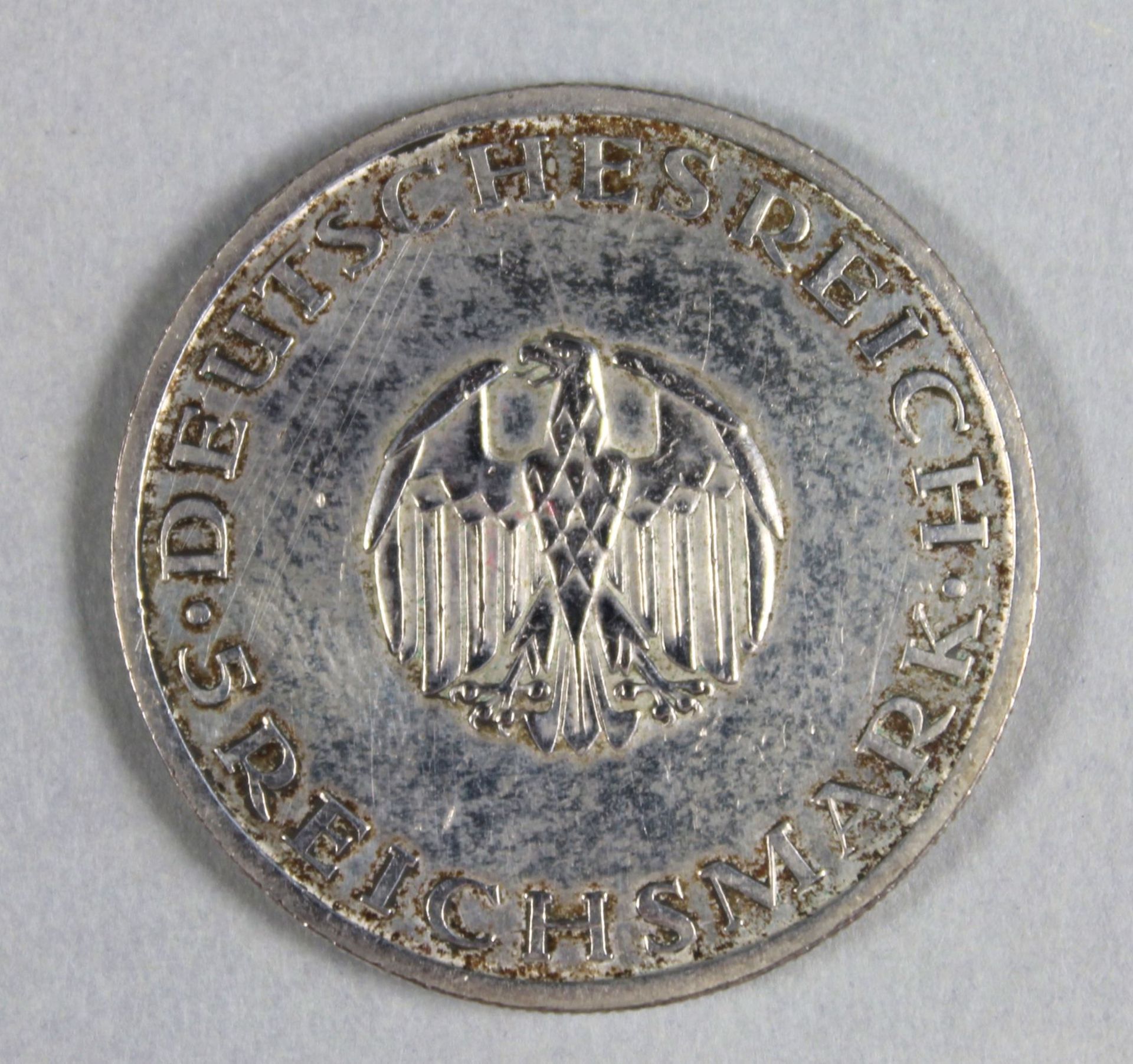 1 Münze Silber "5 Reichsmark 1929, 200. Geburtstag von Gotthold Ephraim Lessing", Prägestätte G, ( - Image 2 of 2