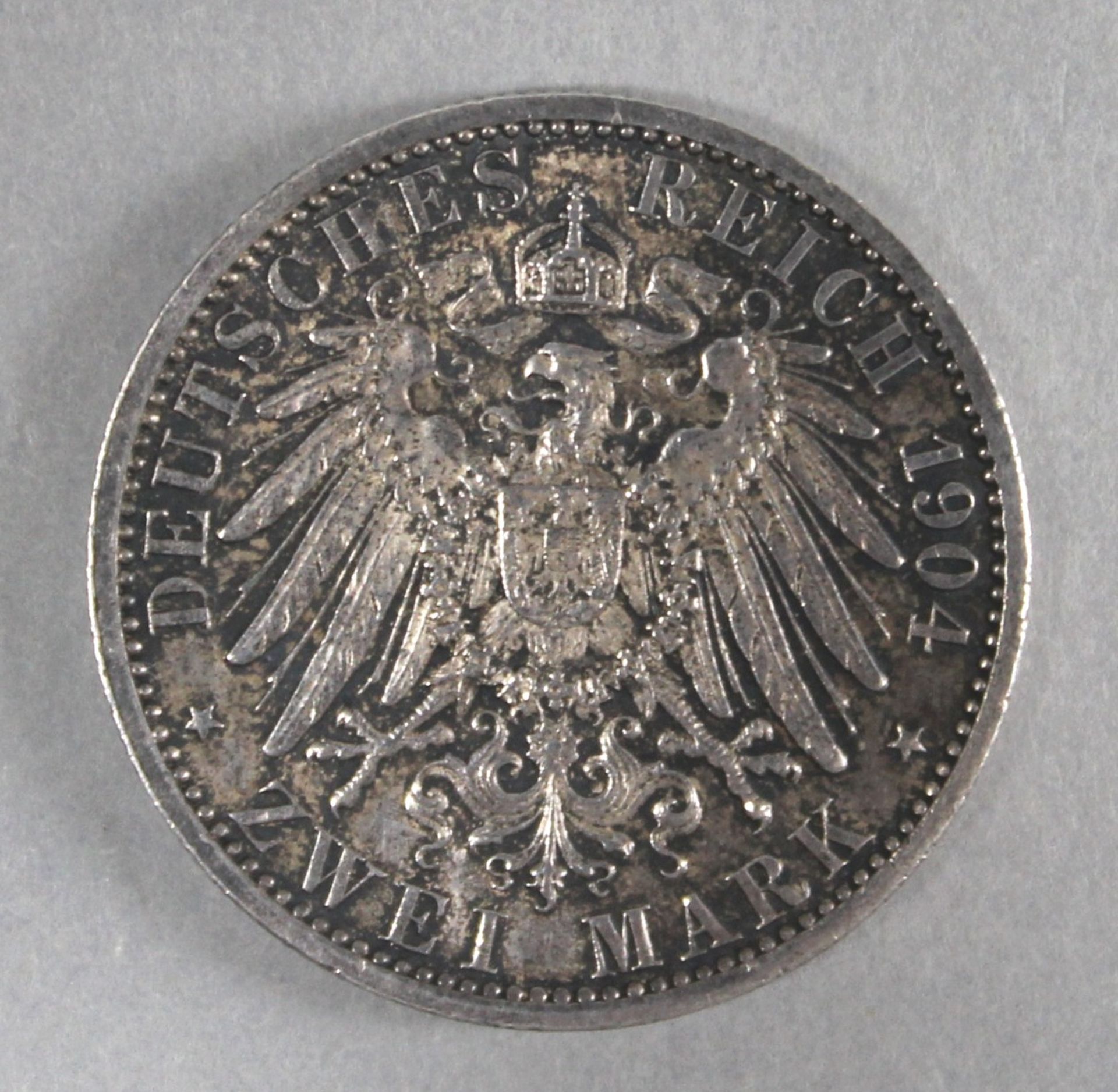 1 Münze Silber (900/000) Hessen "Ernst Ludwig (1892-1918 Großherzog von Hessen, Zum 400. - Image 2 of 2