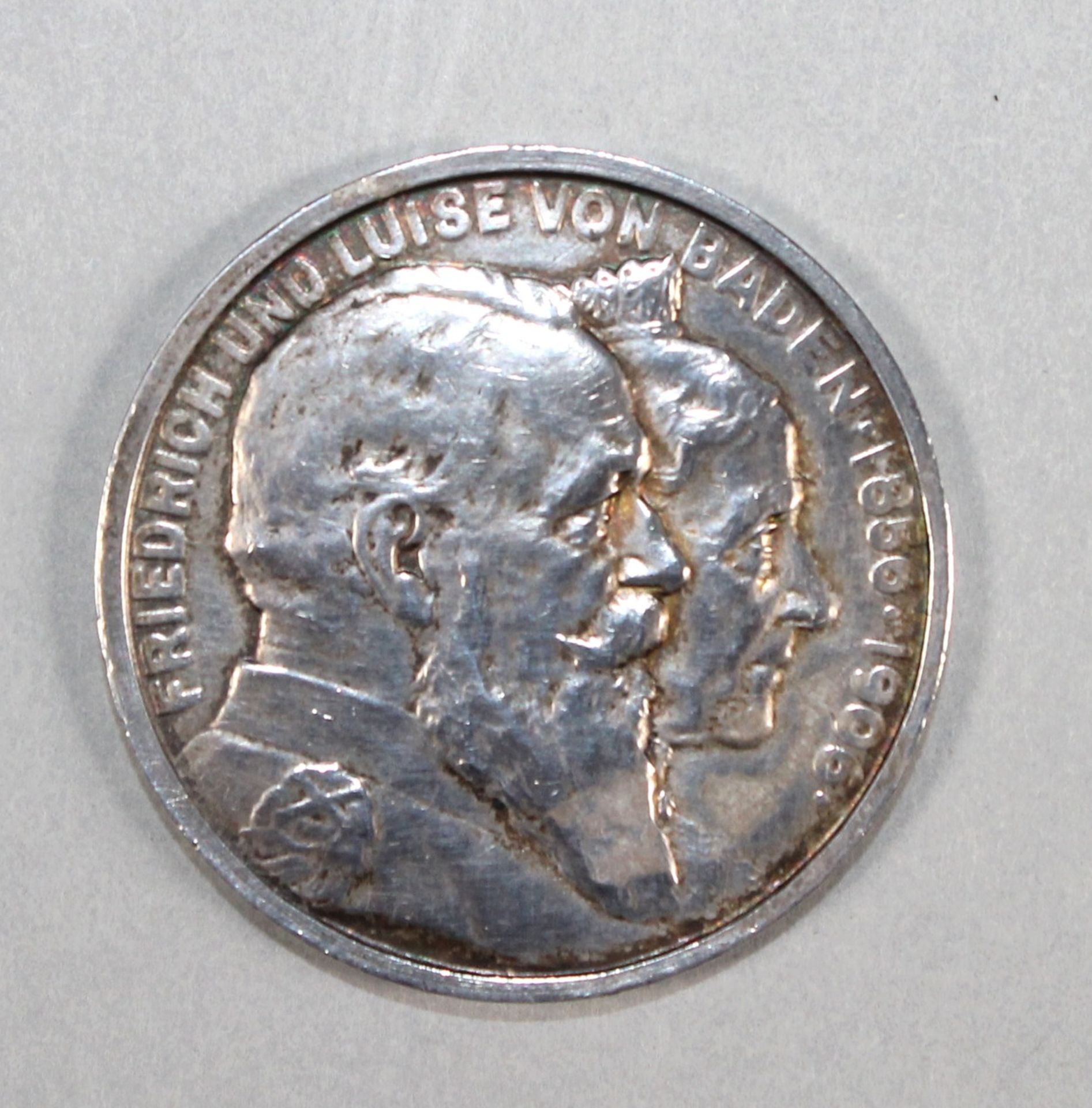 1 Münze Silber (900/000) „5 Mark, Deutsches Reich 1906, Friedrich und Luise von Baden“, D 38mm, (ca.