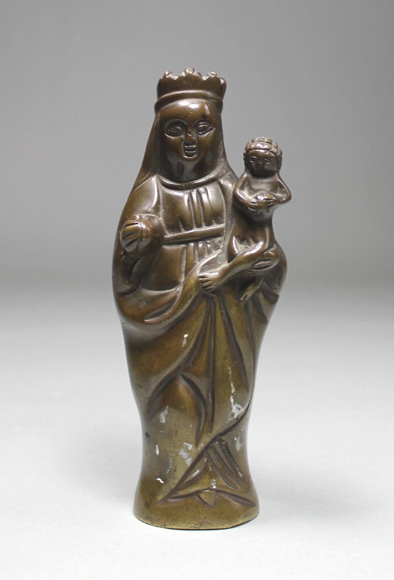 1 kleine Skulptur Bronze "Maria mit Jesus", H ca. 17cm, schwere Ausführung,