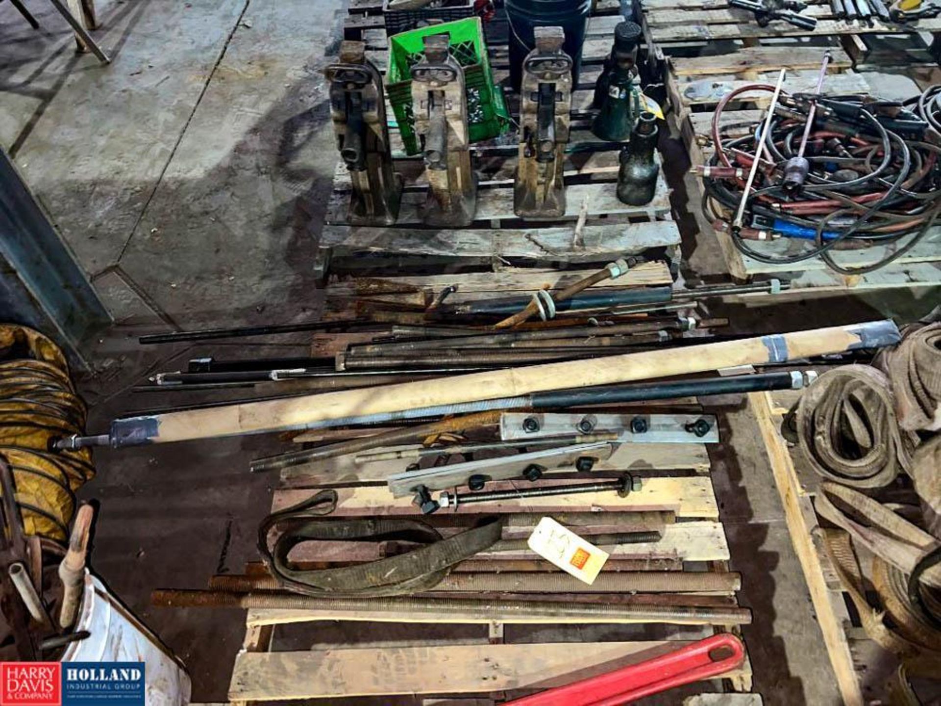 (3) Pallets with Assorted Tie Rods, Sledge Hammers, Pipe Wrenches, 300' Tape Measure and Hazard Sign - Image 3 of 4