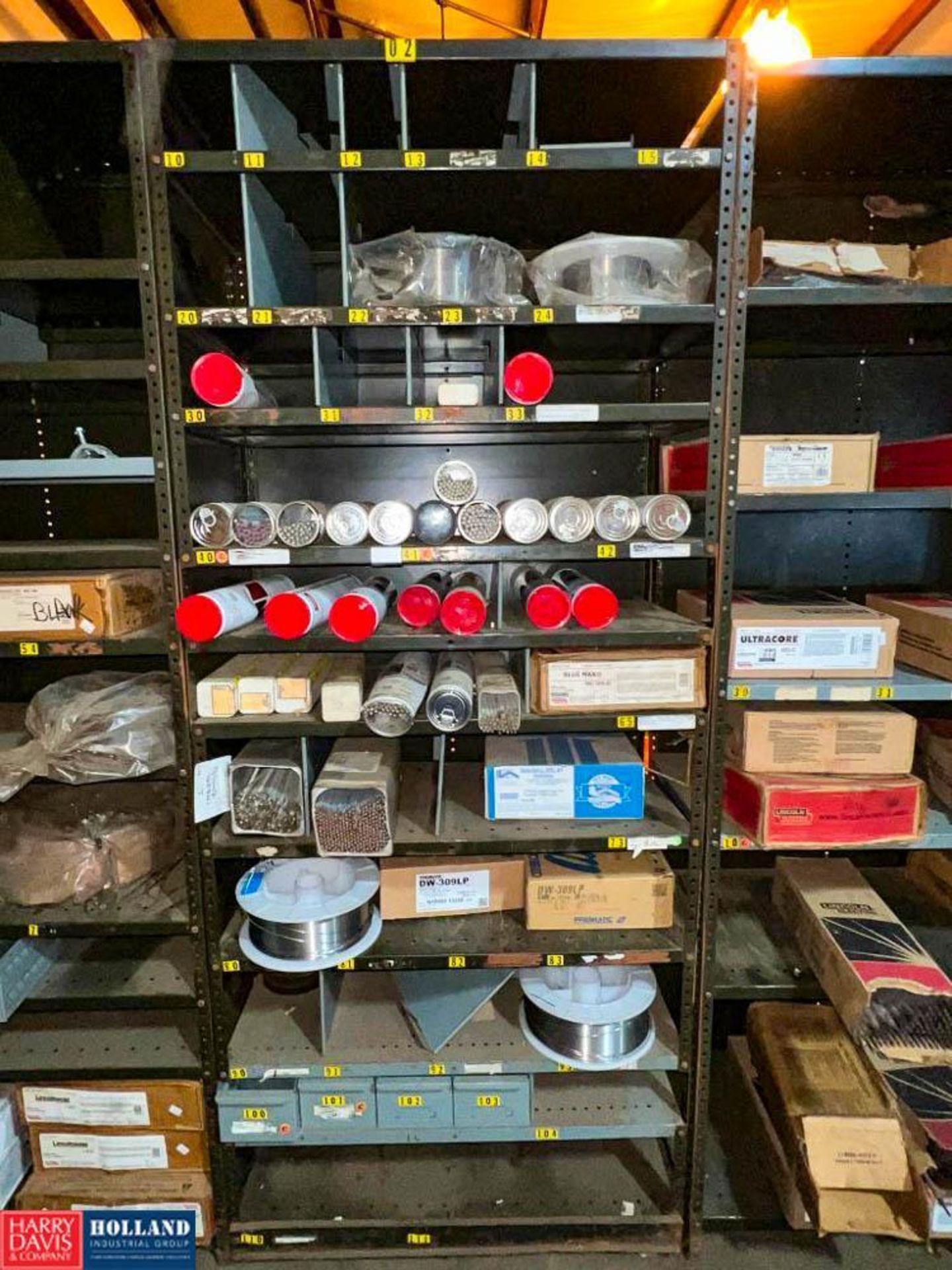 Assorted Lincoln Electric Welding Rods and (7) Shelving Units, Dimensions = 3' x 1' x 87" h - Image 8 of 9