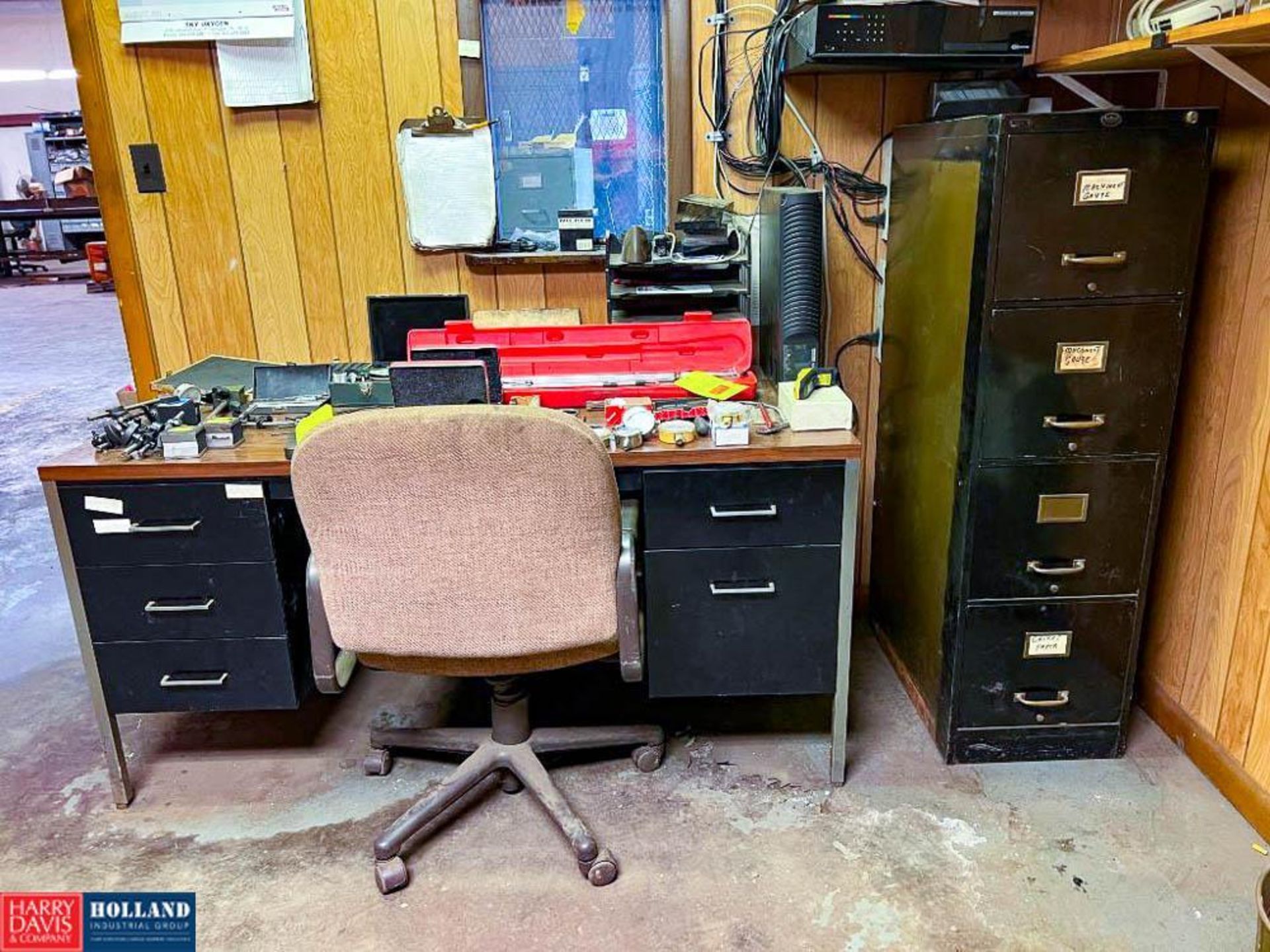 Assorted Micrometer Sets, Callipers, Gauges, Clamps, 4-Drawer Filing Cabinet, Desk and Chair with Ca - Image 2 of 3