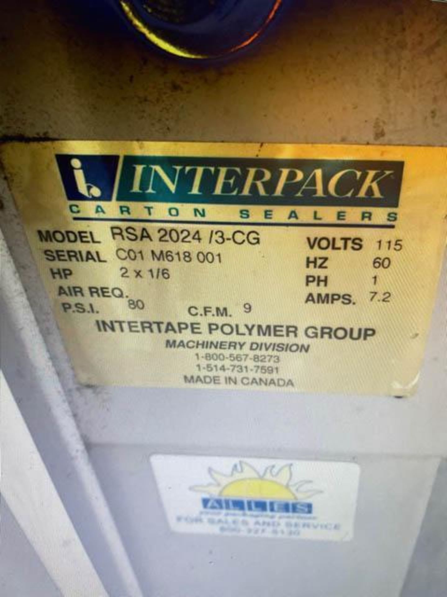 Interpack Taping Machine, Model: RSA 2024/3-CG, S/N: C01 M618 001 - Located At Surplus MGT. - Ft. La - Image 2 of 3
