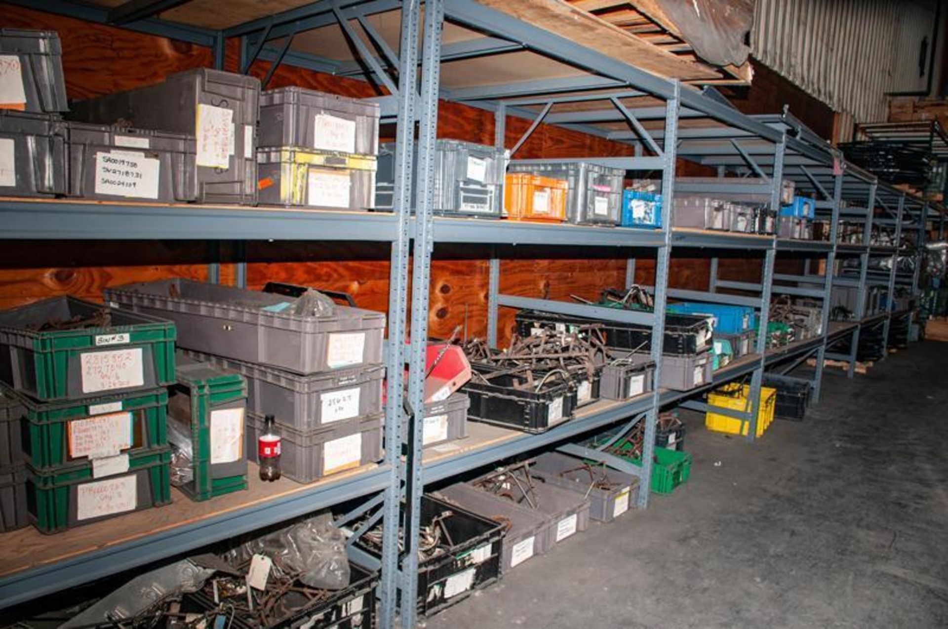 (10) Sections steel shelving, ea. Section approx. 6'L x 49"Deep X 96"T w/ contents, see photos - Image 3 of 16
