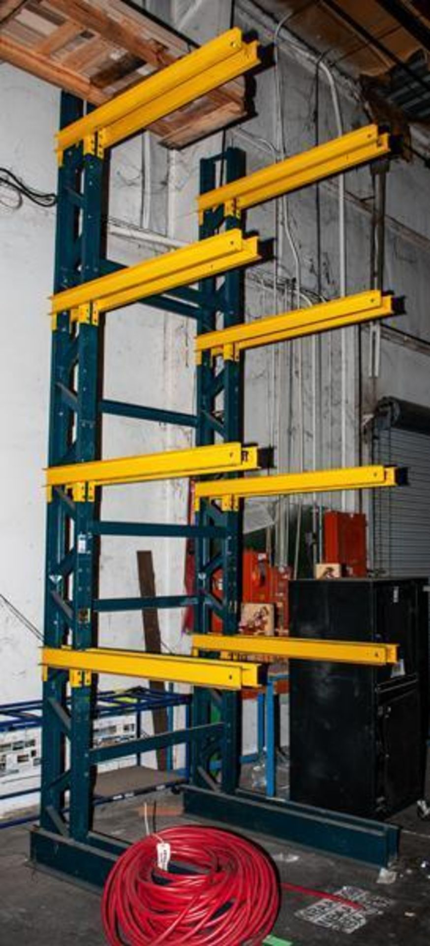 Cantilever rack (2) uprights (4) sets arms approx. 52" wide x 186" tall w/ 48" arms