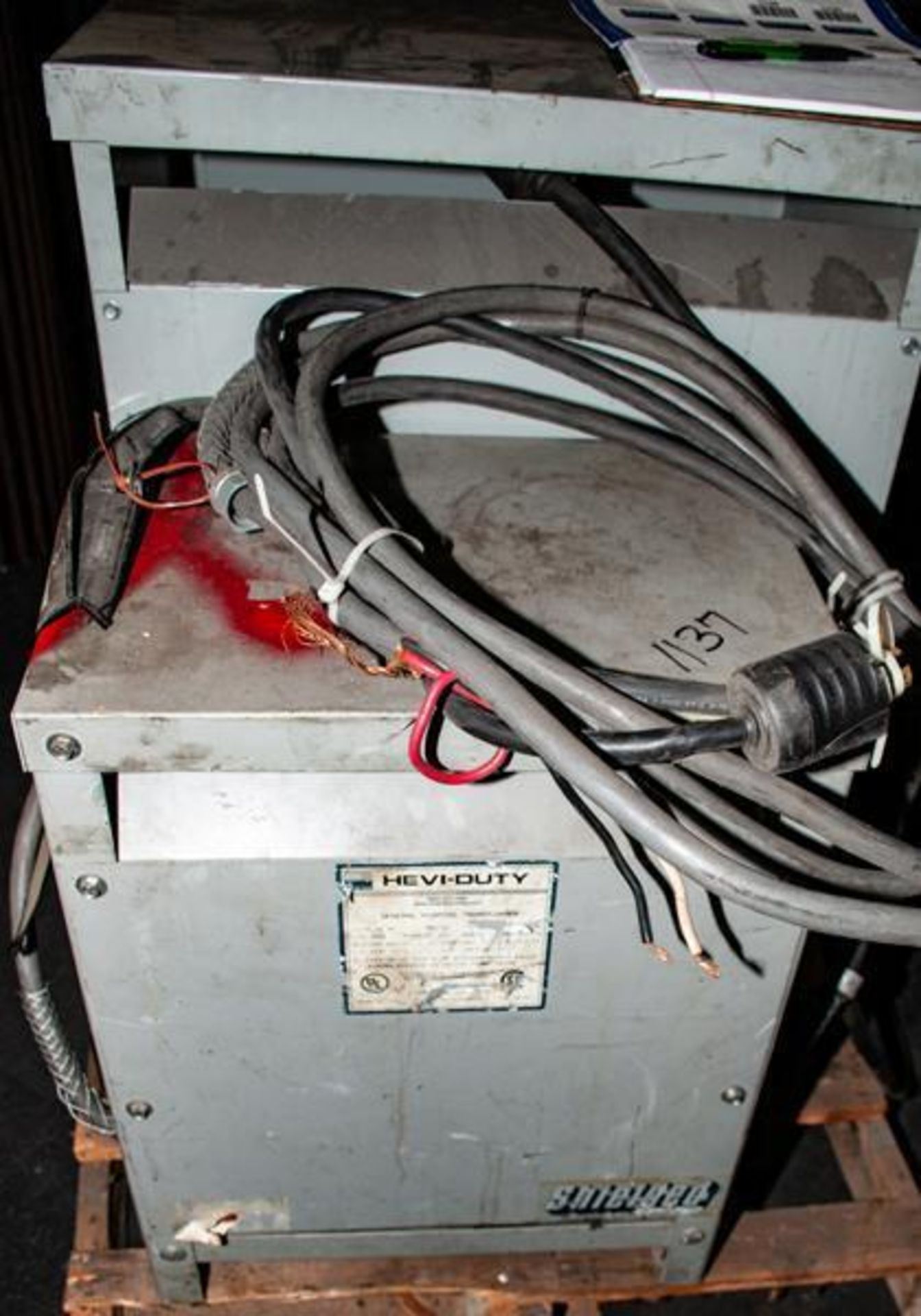 (2) Transformers on pallet, GE Transformer 9T2301052, & EGS Hevi-Duty 15KVA transformer - Image 2 of 4