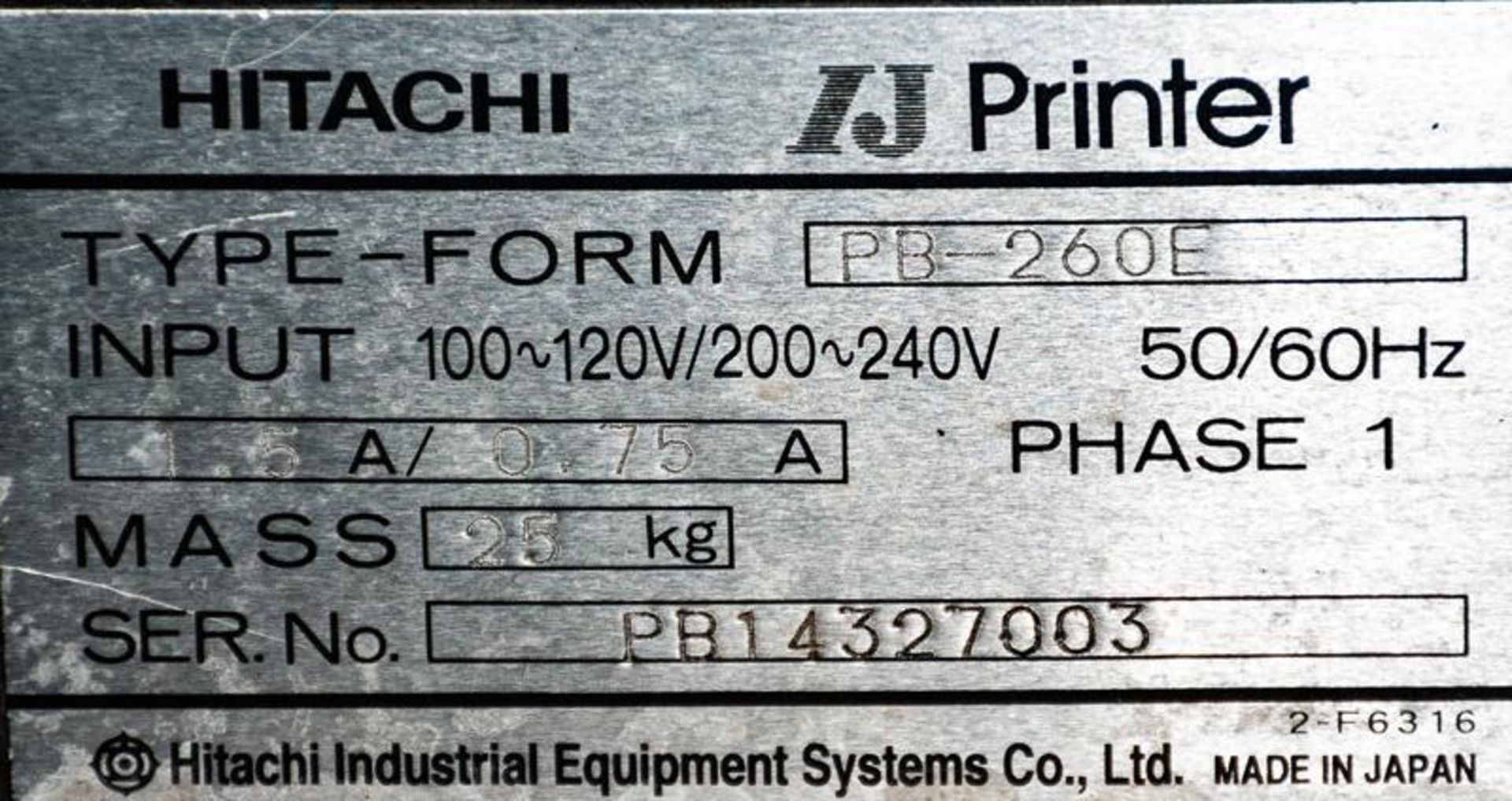 Hitachi PB-260E printer, target detection, s/n PB14327003, on rolling stand - Image 5 of 8