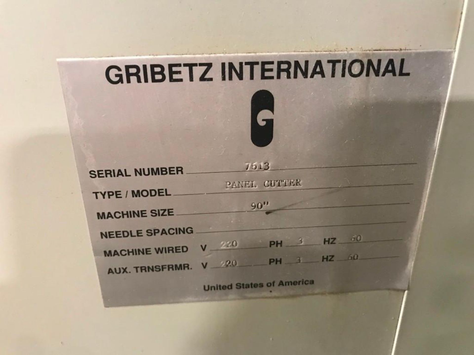 Gribetz International Panel Cutter, Series QCS-90-PRG, Machine Size 90", 220/220/3/60, Ser#7613 - Image 3 of 5